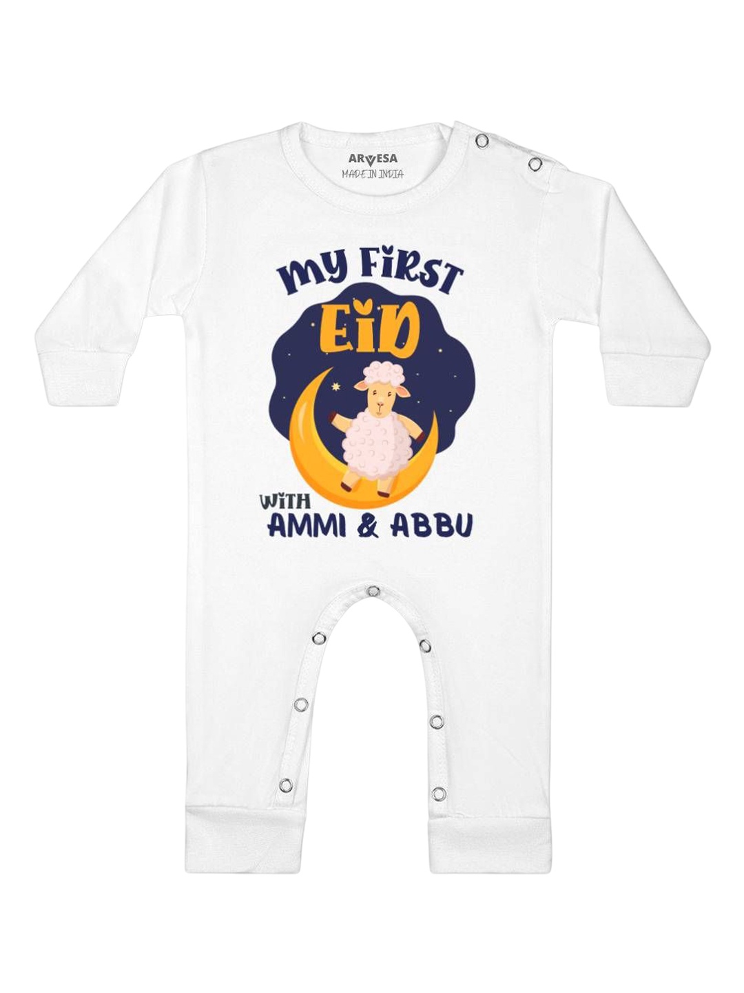 

Arvesa First Bakra Eid Printed Baby Romper, White