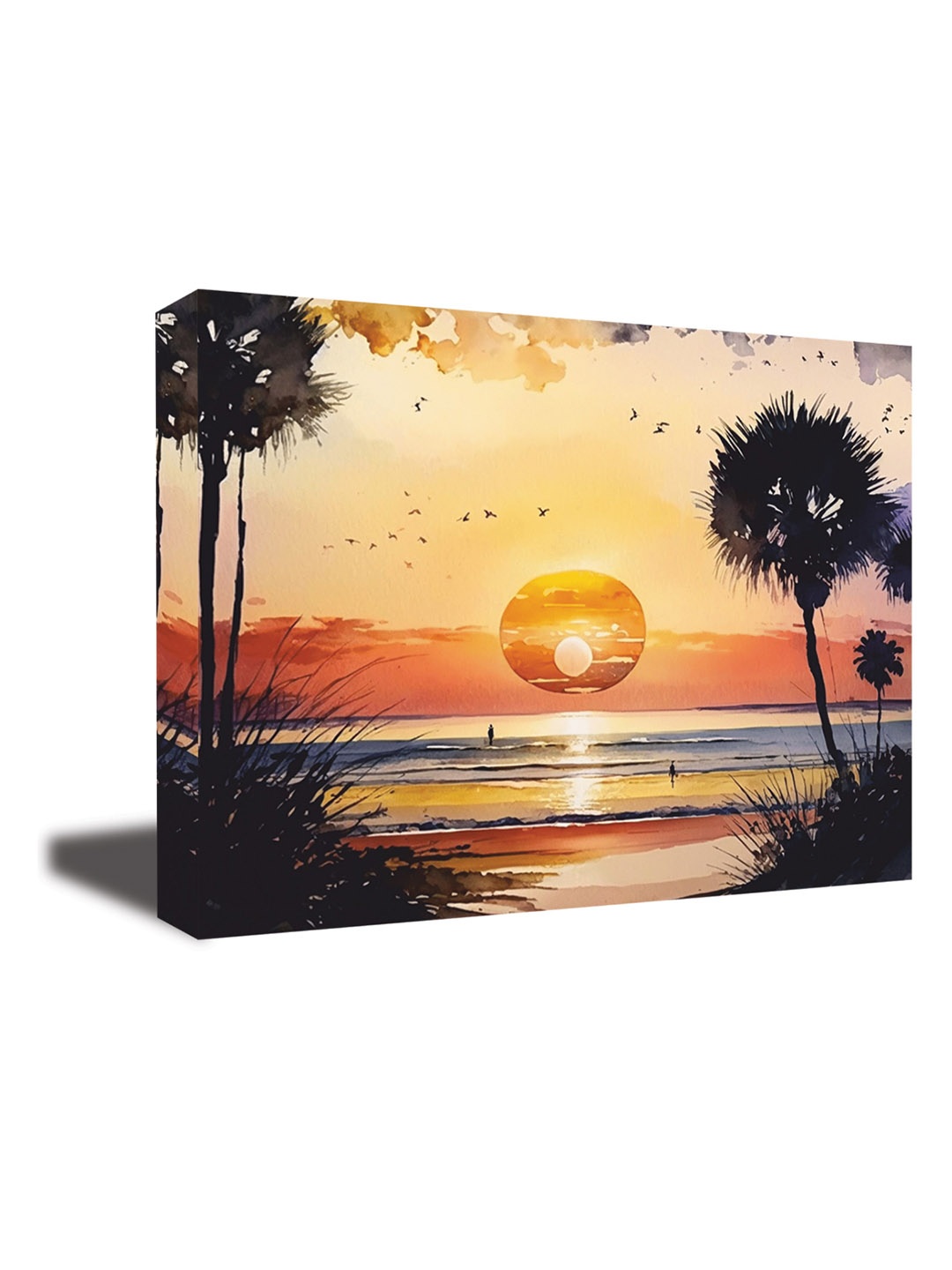 

CVANU Orange & Black Canvas Painting Wall Art