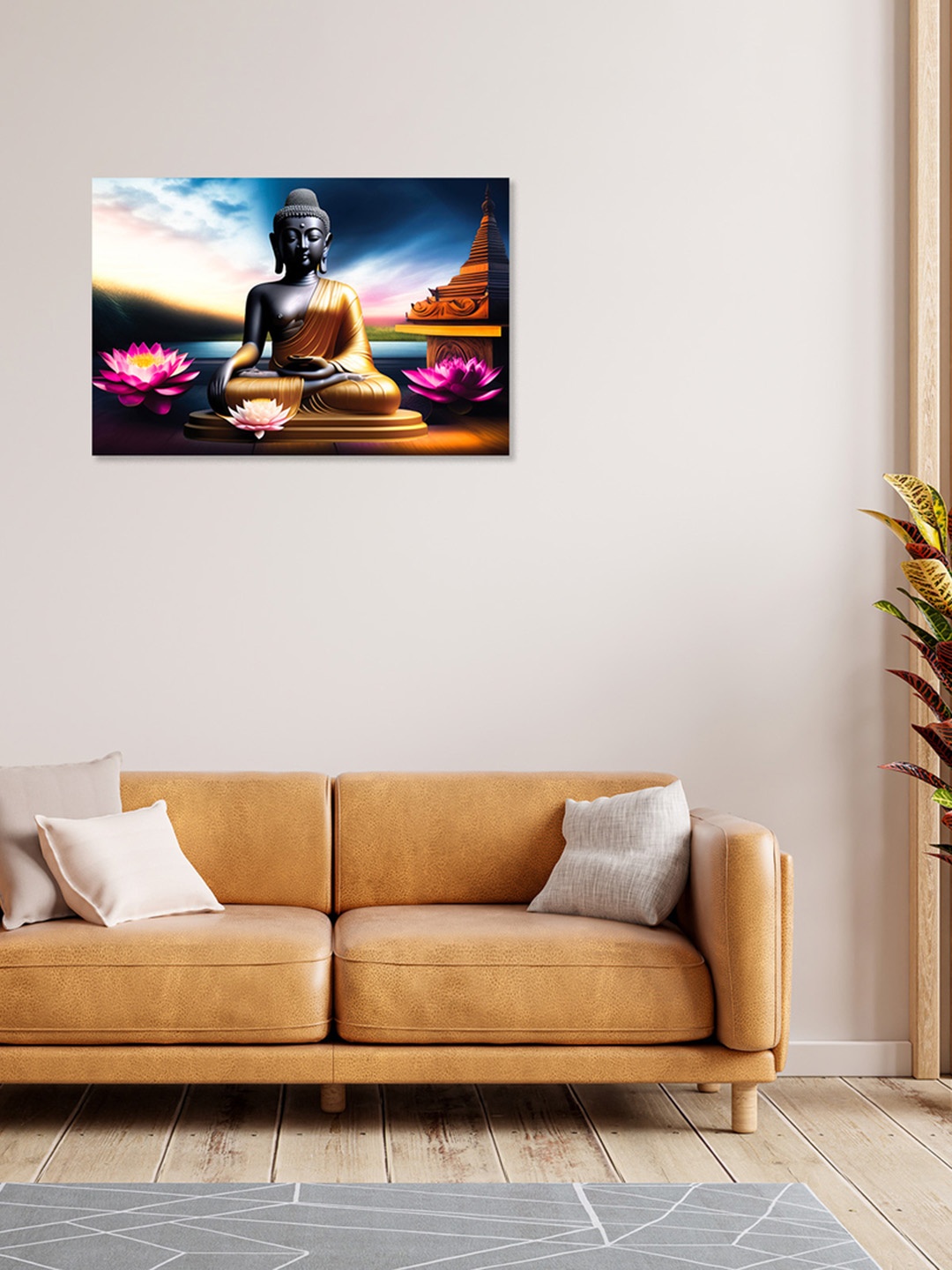 

CVANU Black & Pink Religious Canvas Painting Wall Art