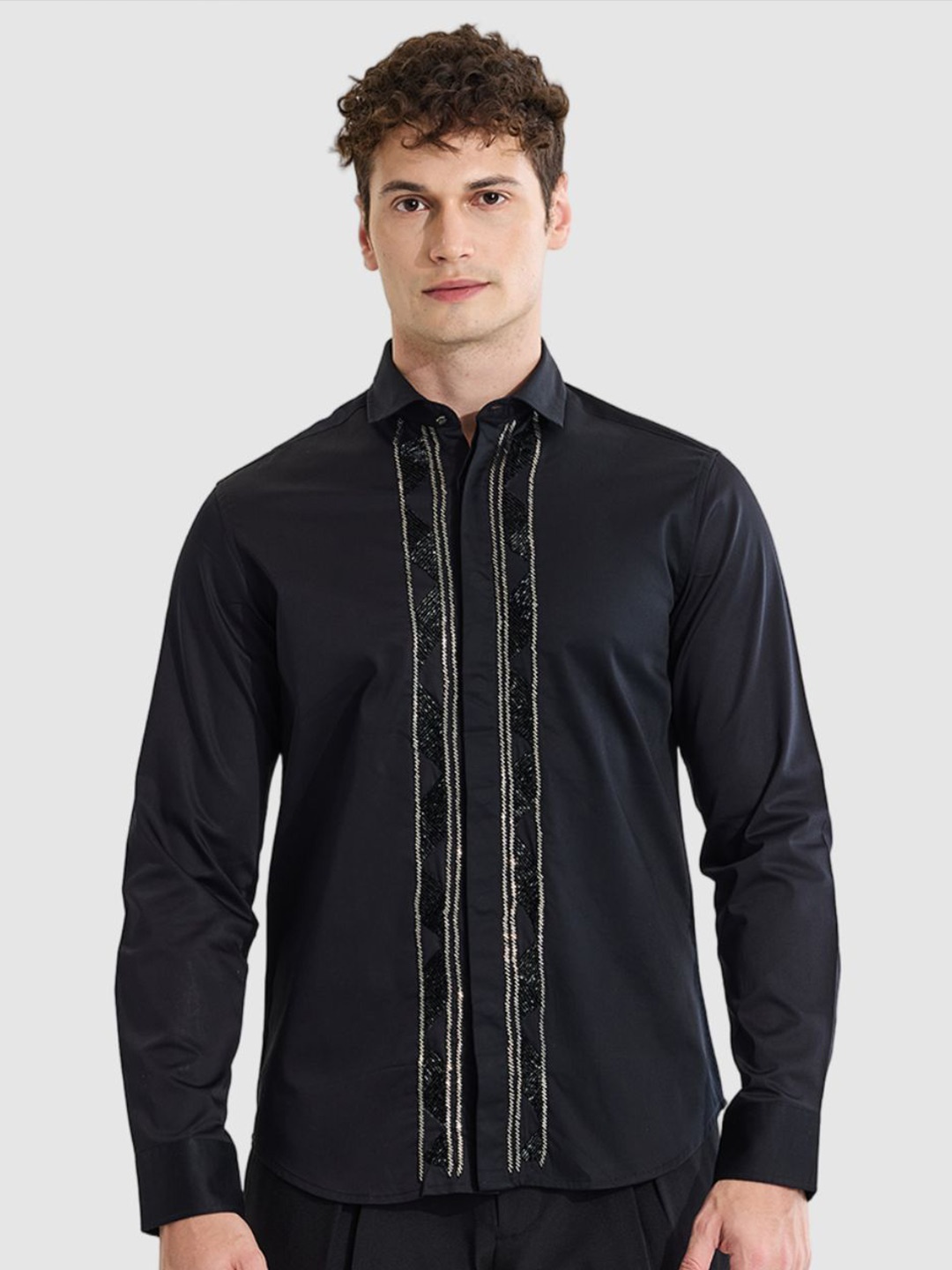 

Snitch Men Smart Slim Fit Opaque Casual Shirt, Black