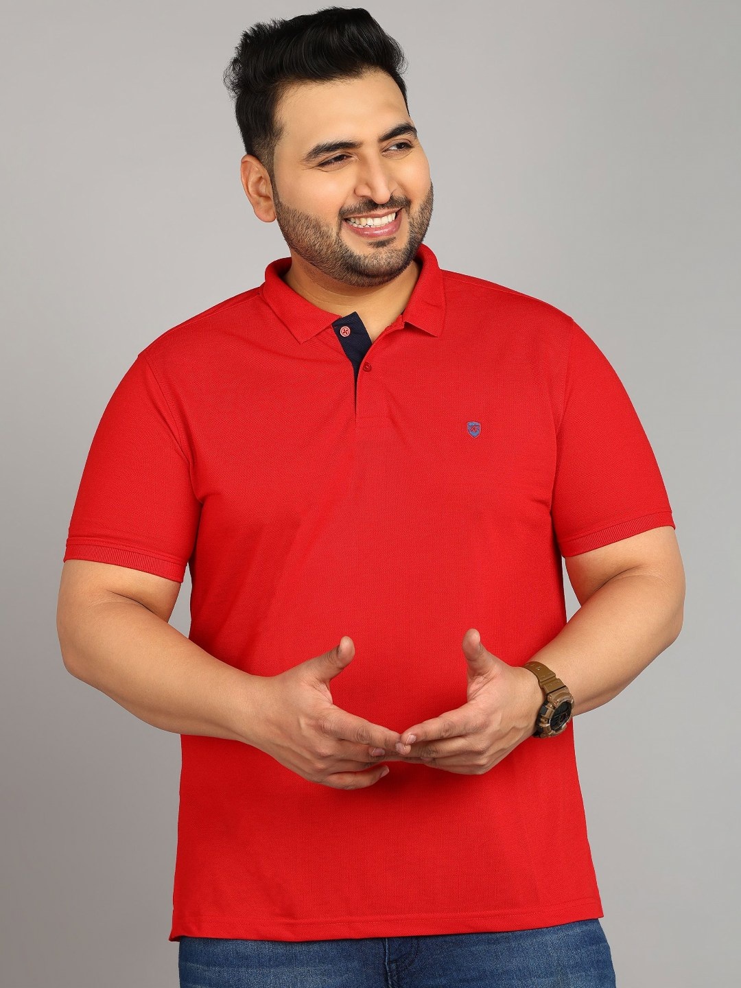 

XFOX Men Polo Collar T-shirt, Red