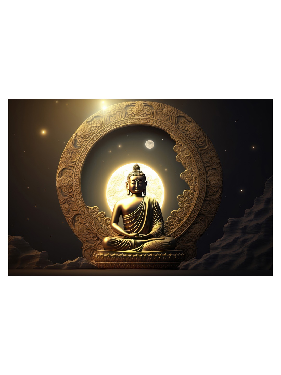 

CVANU Gold Toned Religious Canvas Paintings Wall Art