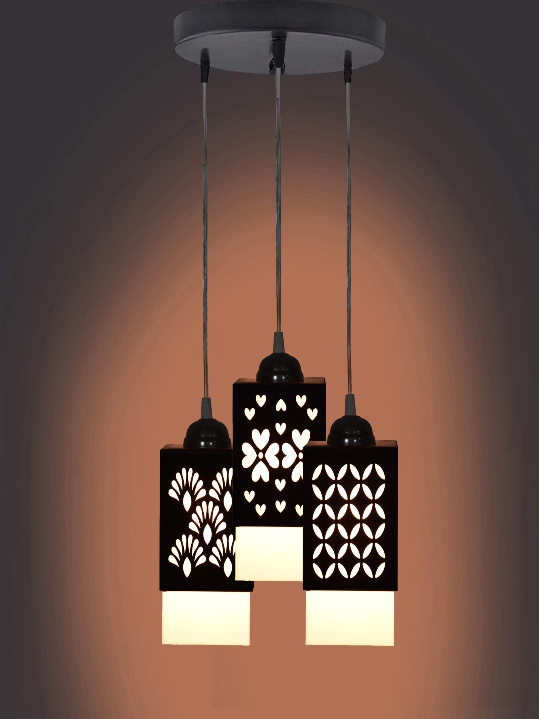 

Gojeeva Black & White 3 Pieces Textured Wood Square Shaped Wall Lamps
