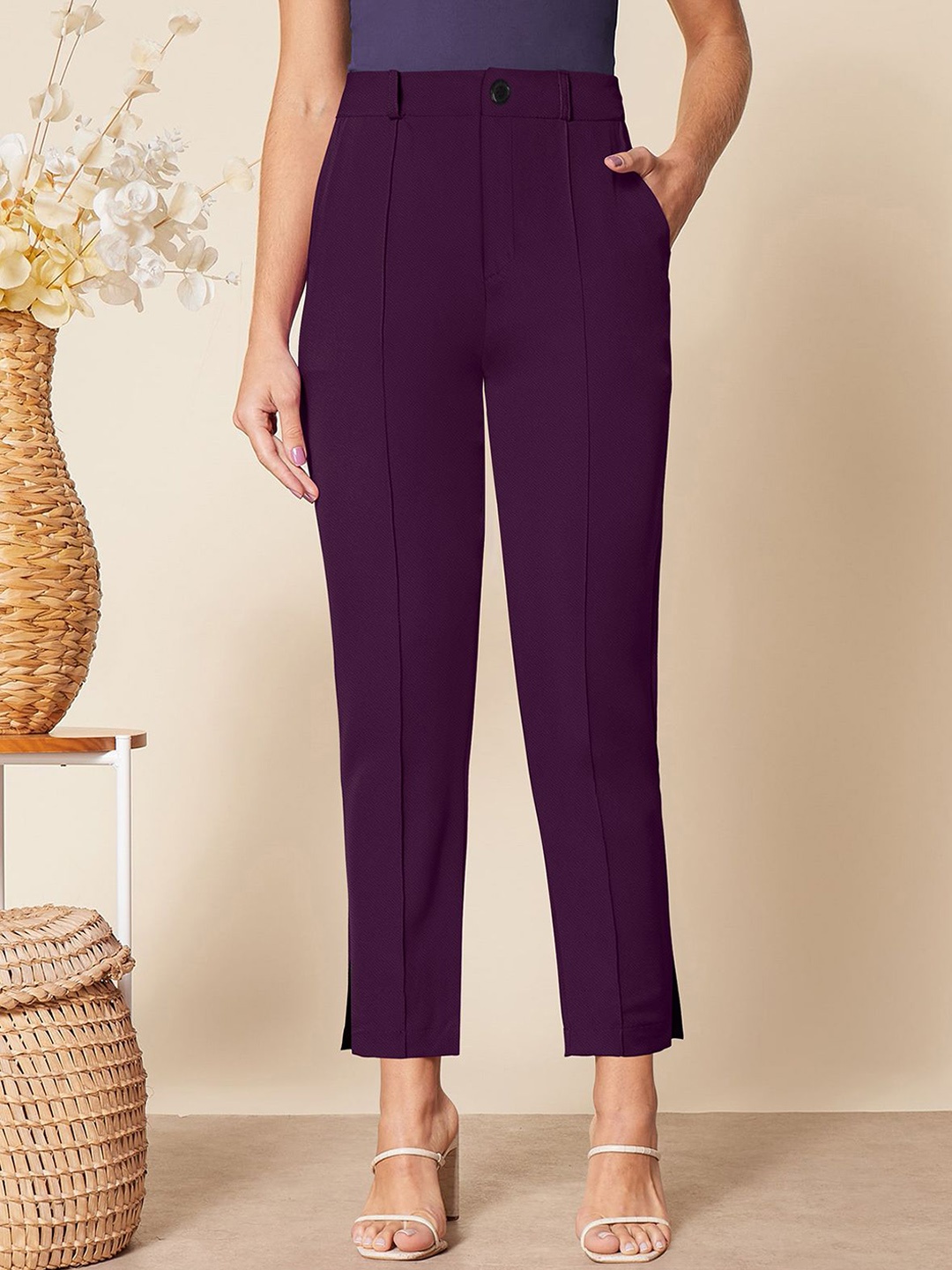 

CORSICA Women Original Pleated Korean Pants, Violet