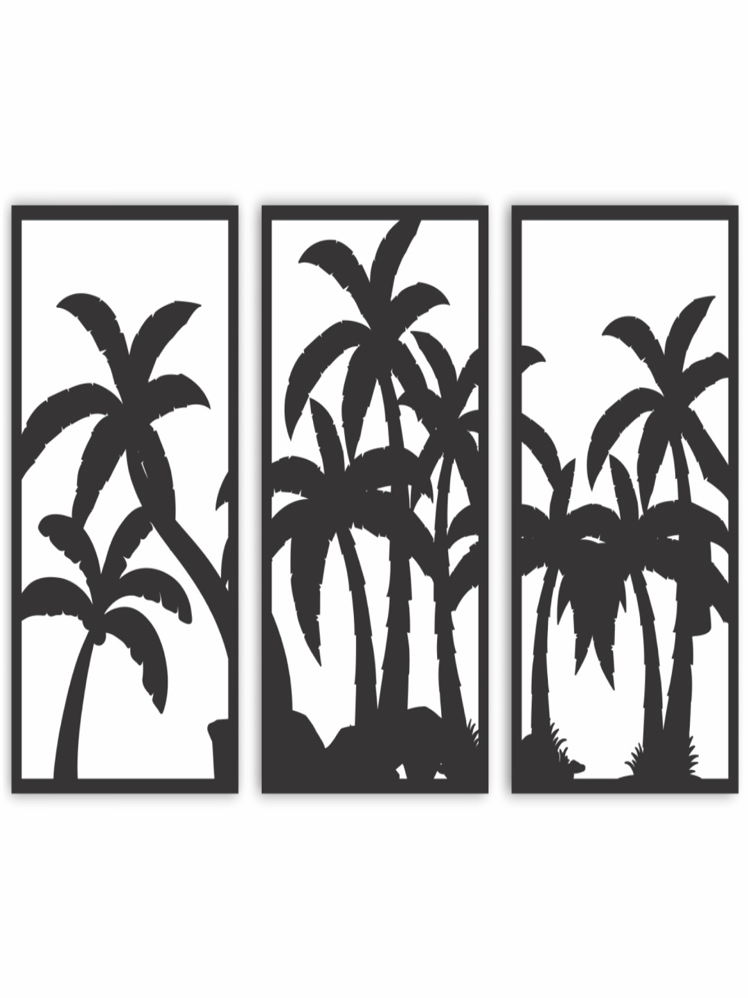 

CVANU White & Black 3 Pieces Tree Cutout Wooden Wall Art