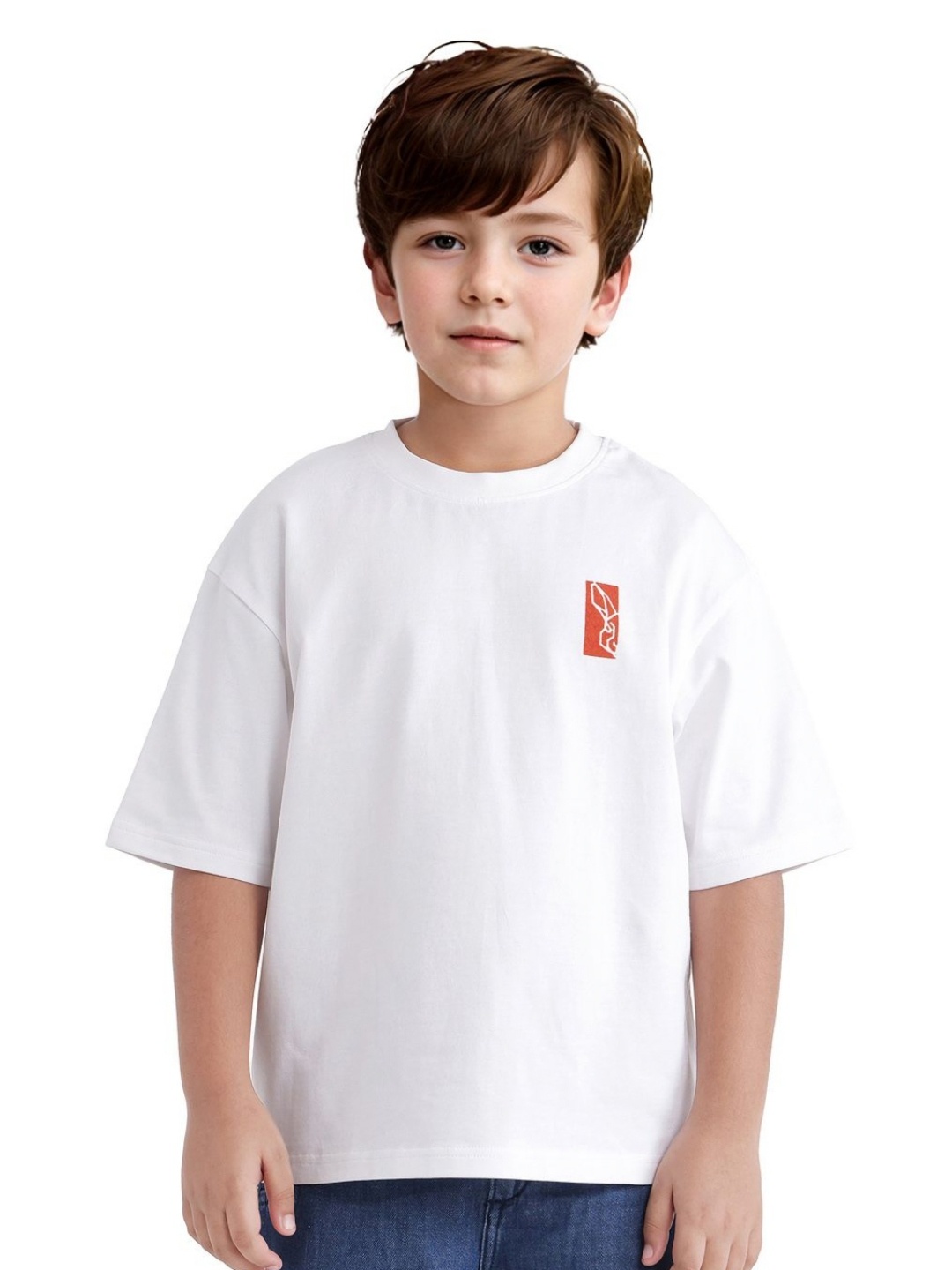 

RARE ONES Boys Printed Applique Boxy T-shirt, White
