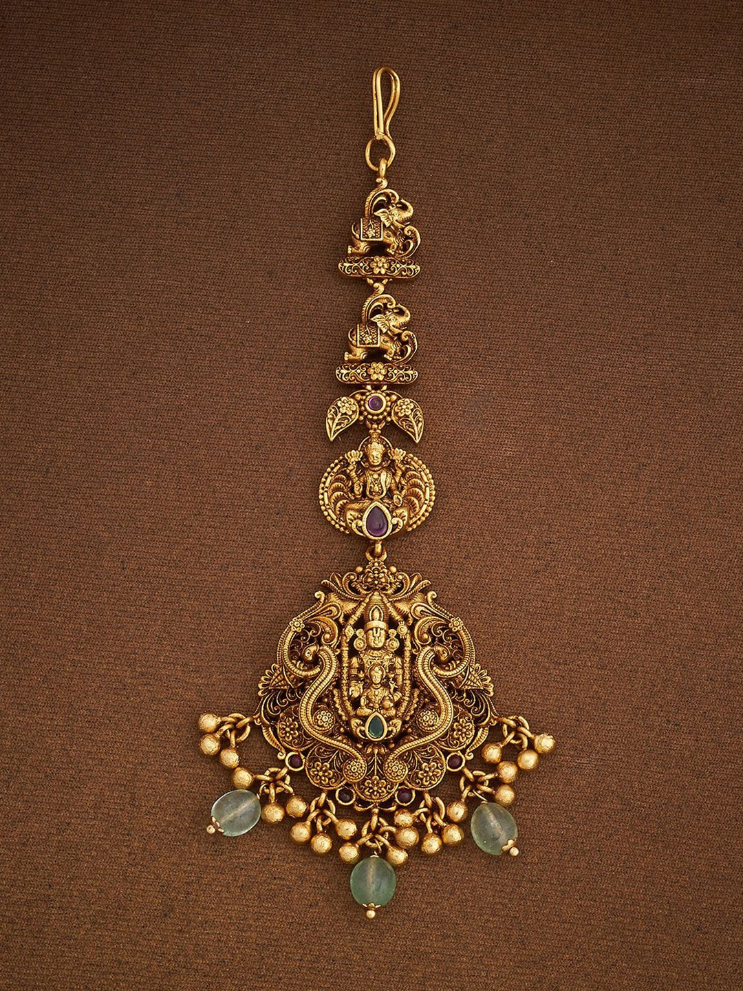 

Kushal's Fashion Jewellery Gold-Plated Maang Tikka Antique Head Jewellery