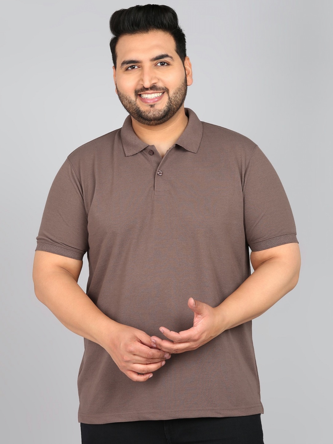 

XFOX Men Polo Collar T-shirt, Brown