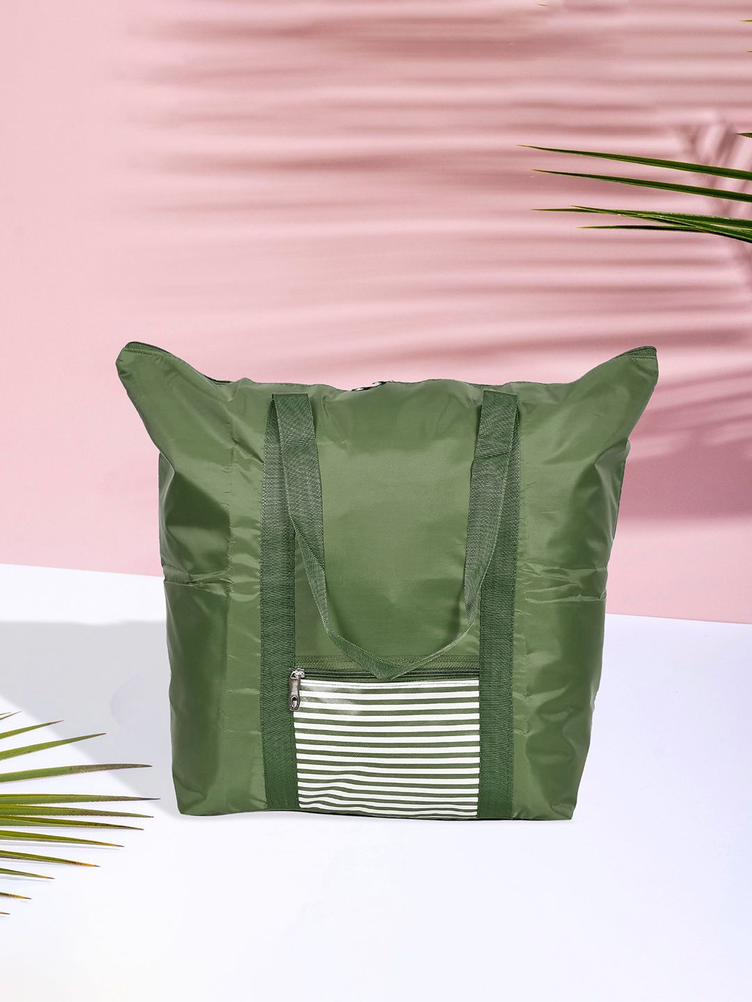 

Kuber Industries Printed Shopper Shoulder Bag with Fringed, Green