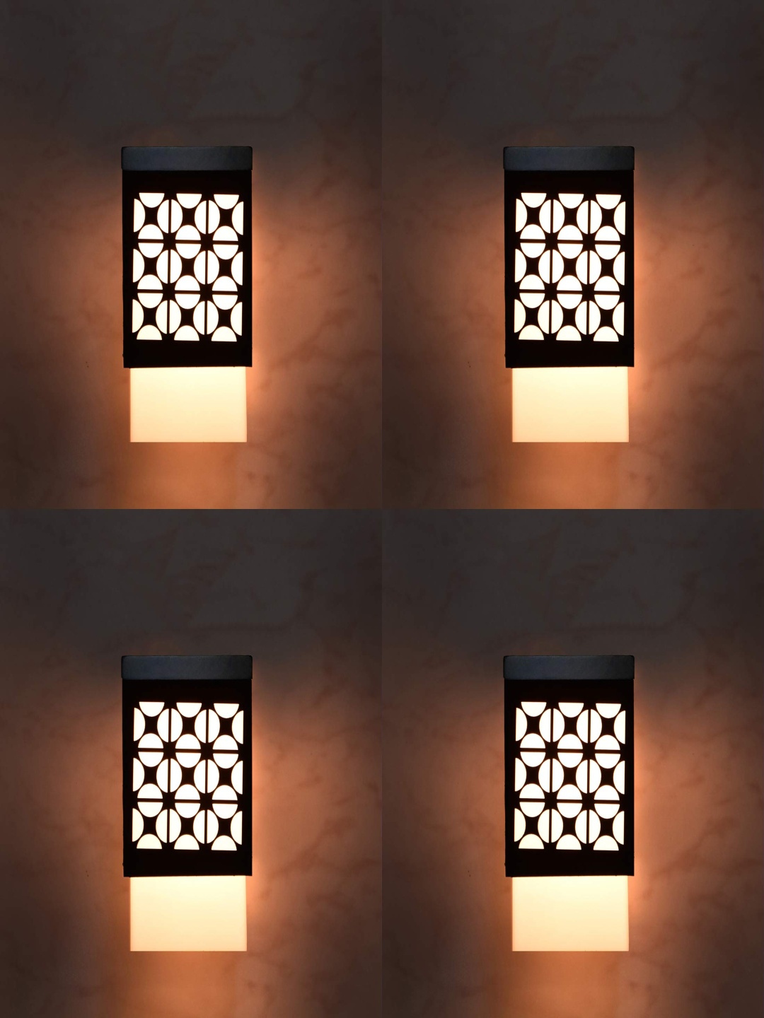 

Gojeeva Black & White 4 Pieces Textured Square Shaped Wooden Ceiling Wall Lamps