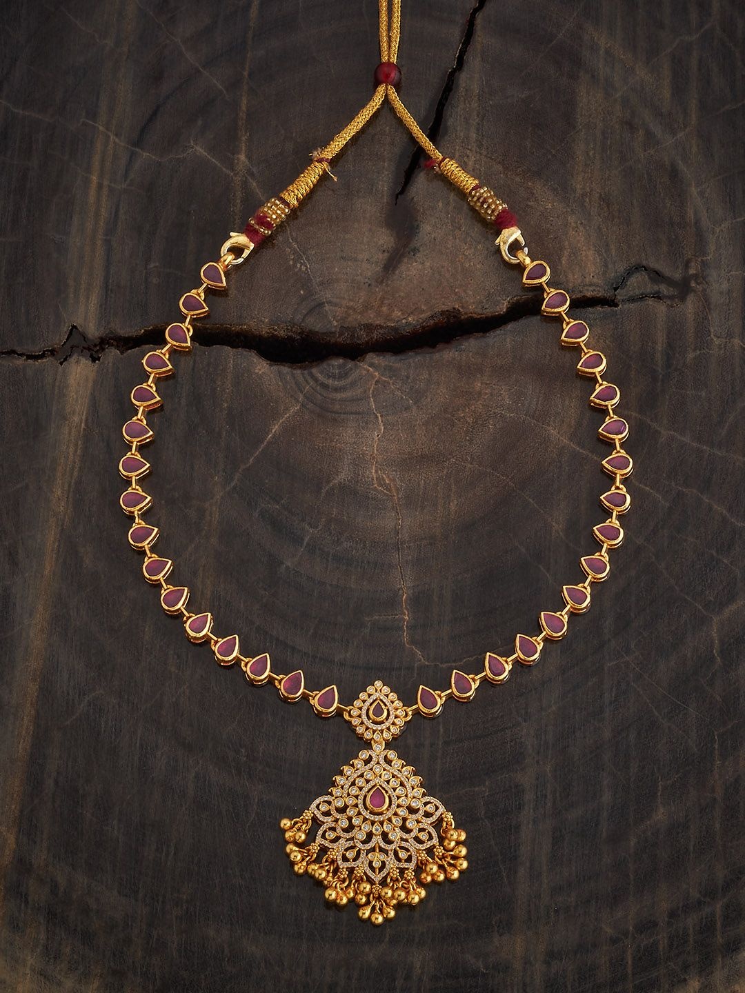 

Kushal's Fashion Jewellery 92.5 Sterling Silver Gold-Plated Temple Necklace