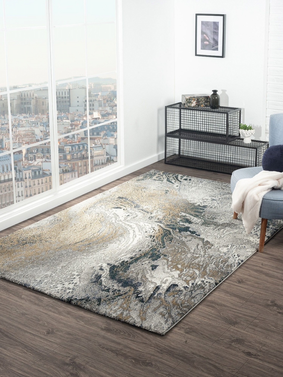 

OBSESSIONS Beige Abstract Anti-Skid Polypropylene Carpet