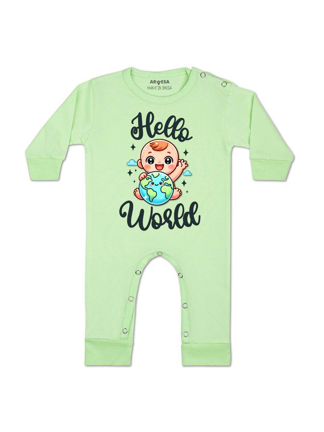 

Arvesa One Month Baby Boy Printed Baby Romper, Green