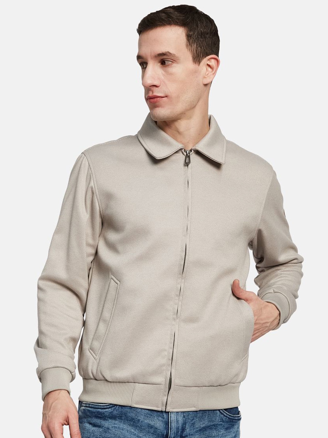 

METTLE Men Bomber Jacket, Cream