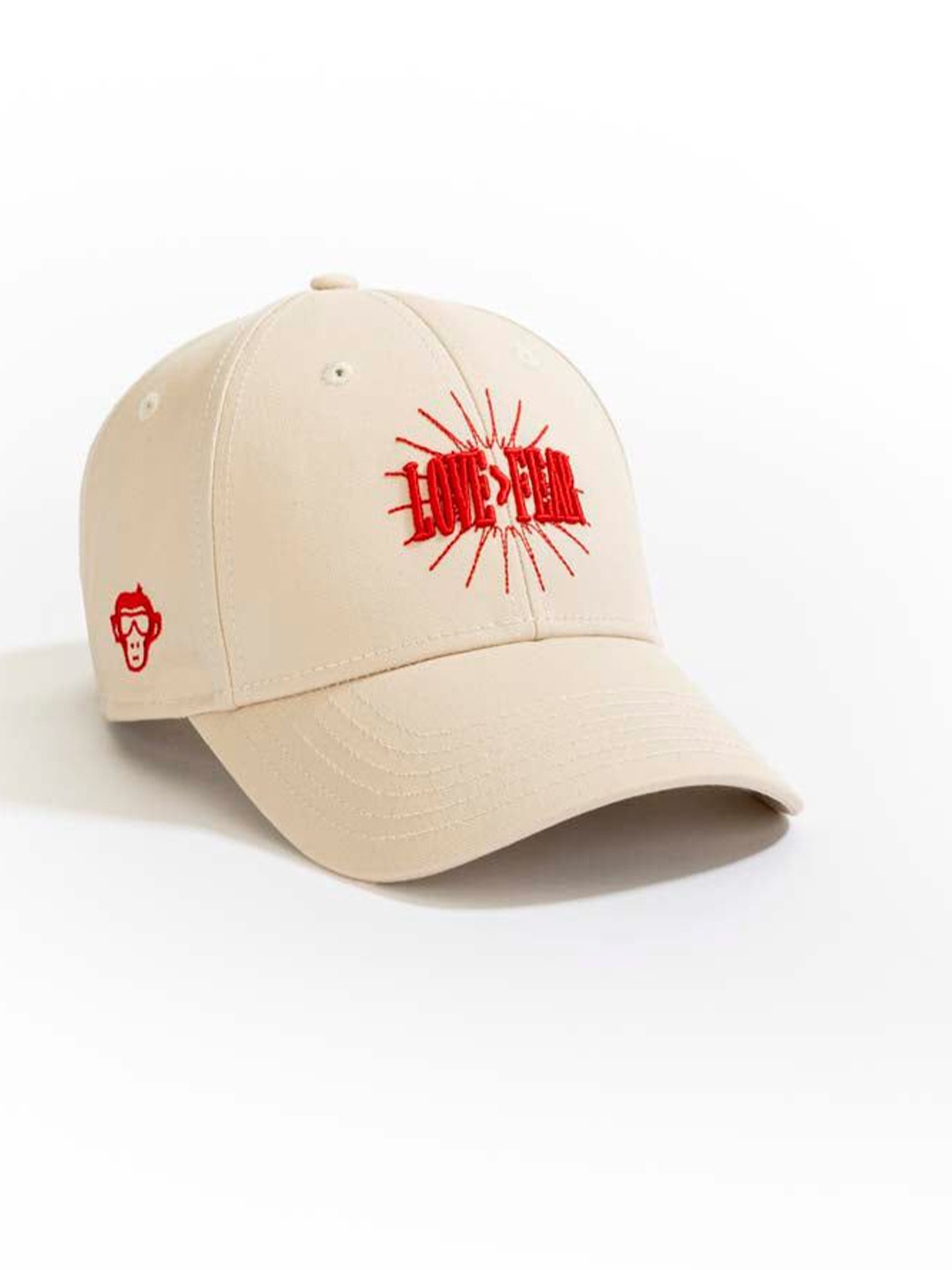 

Urban Monkey Unisex Love Over Fear Baseball Cap, Off white