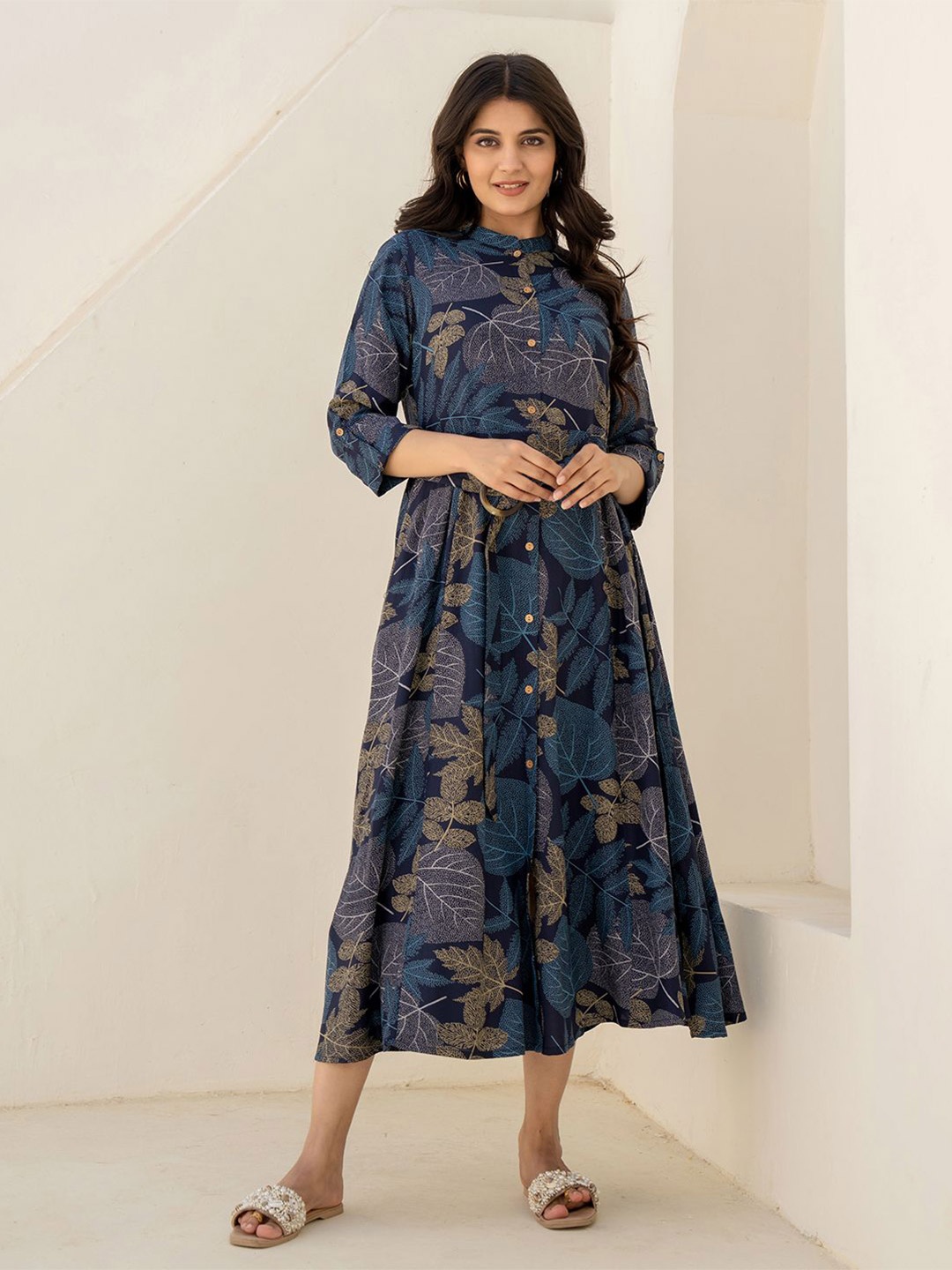 

Meena Bazaar Floral Print Fit & Flare Midi Dress, Blue