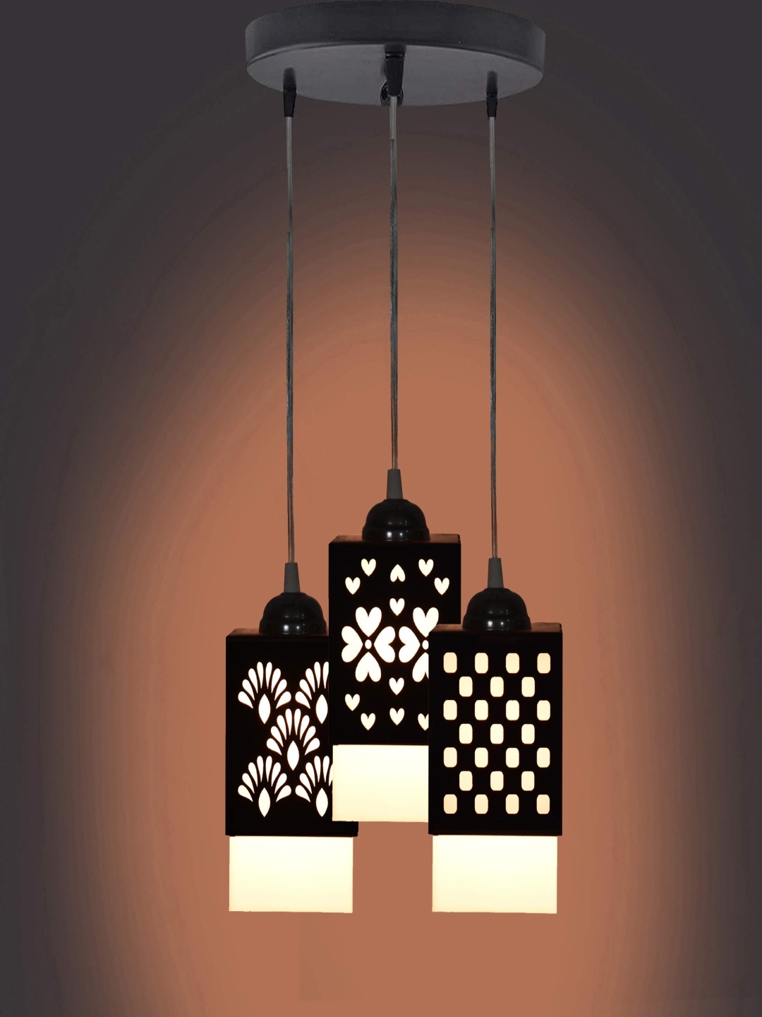 

Gojeeva Black & White 3 Pieces Textured Wood Square Shaped Wall Lamps