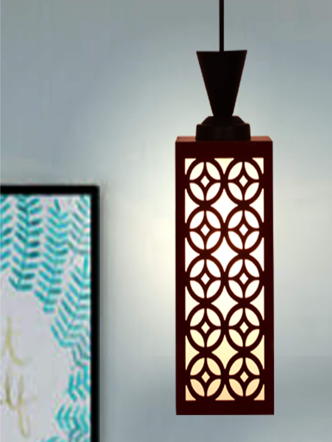 

Gojeeva Red & White Textured Wood Square Shaped Wall Lamp