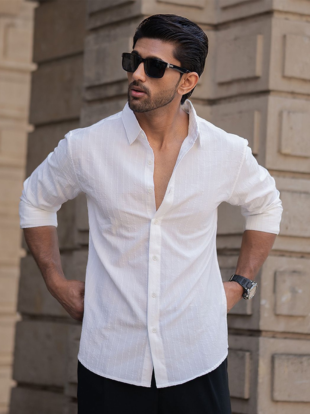 

Powerlook Men Opaque Casual Shirt, White