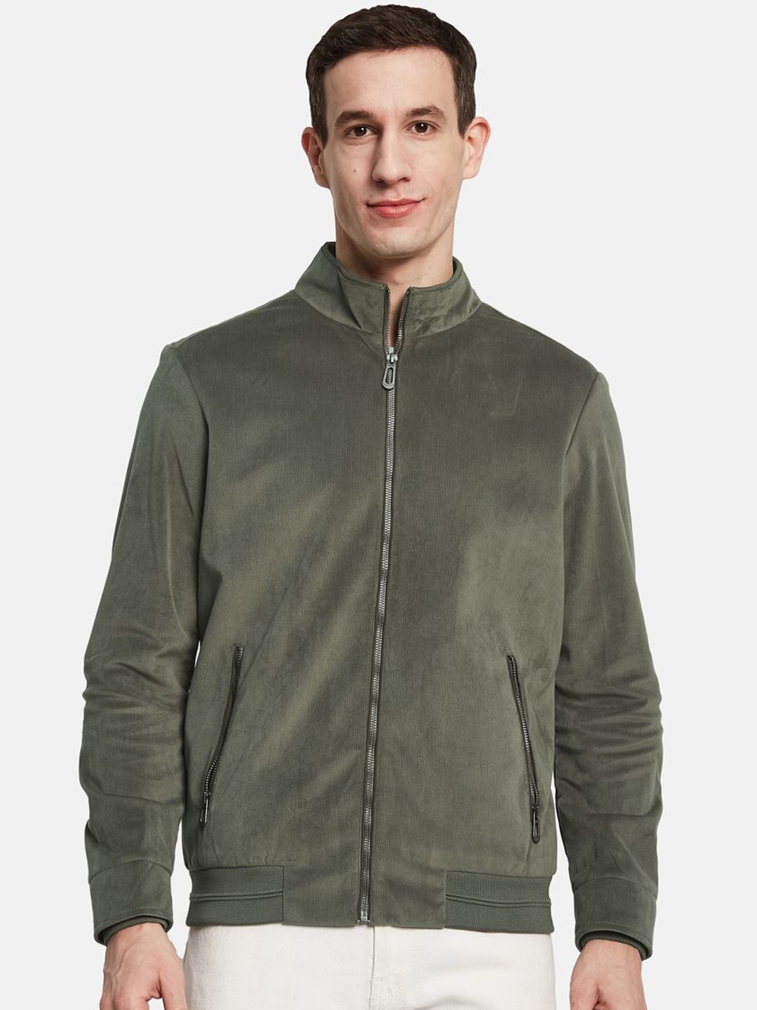 

METTLE Men Bomber Jacket, Olive