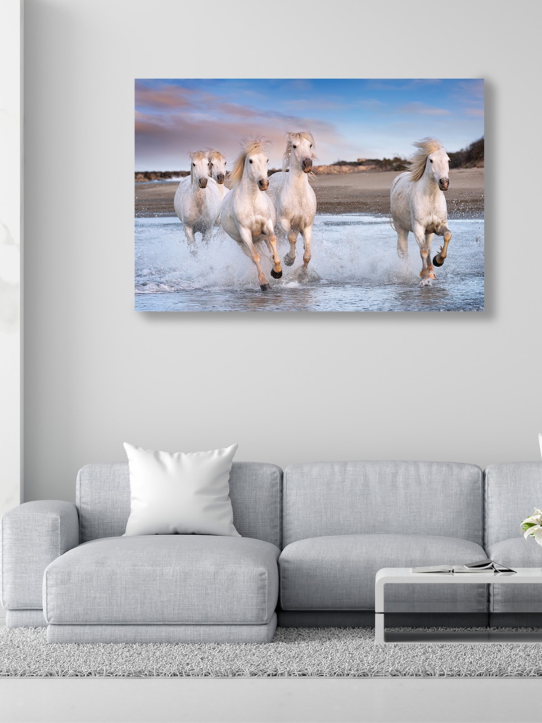 

CVANU Blue & White Canvas Animal Painting Wall Art