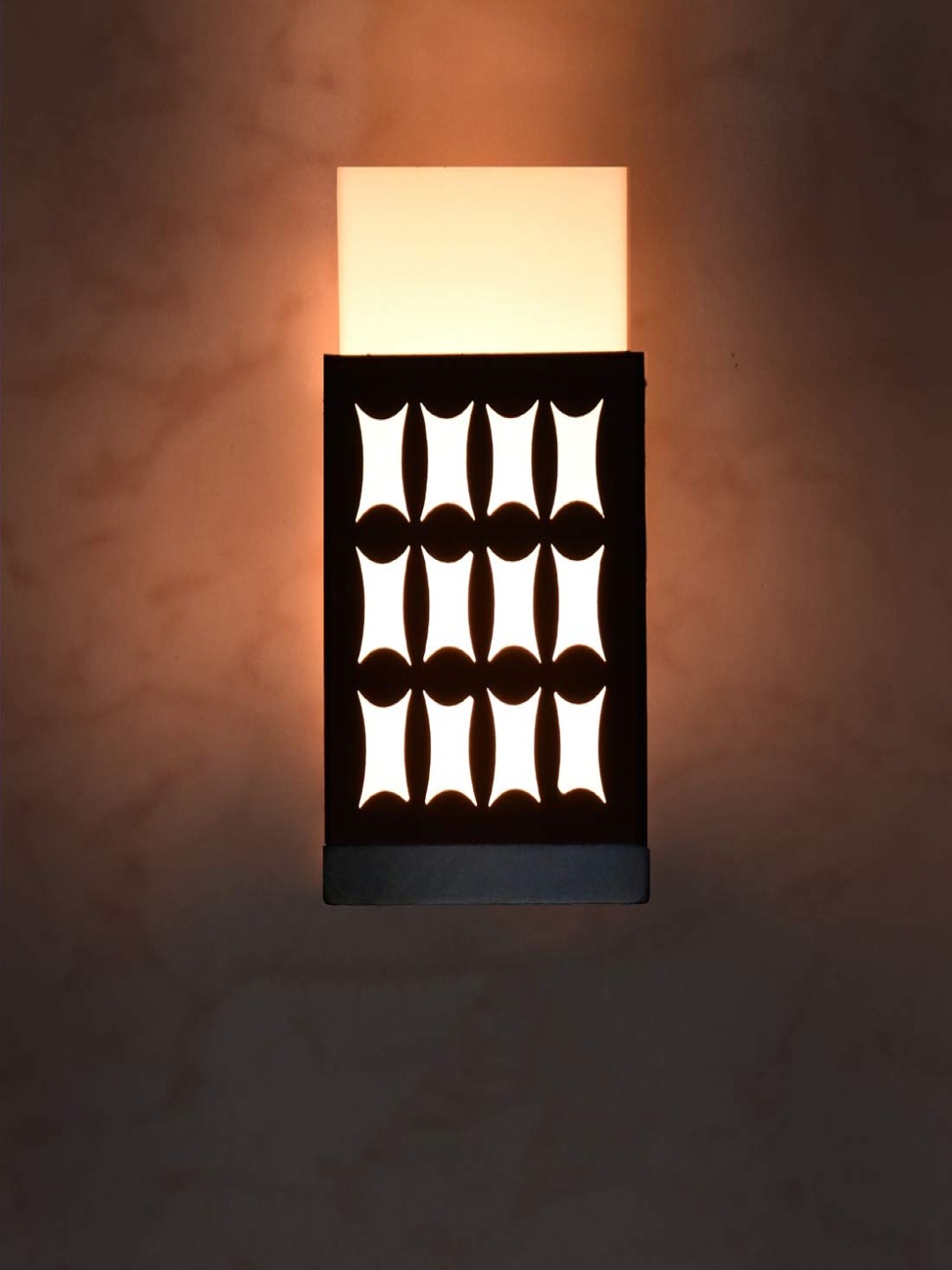 

Gojeeva Black & White Textured Contemporary Wooden Rectangle Shaped Wall Lamp