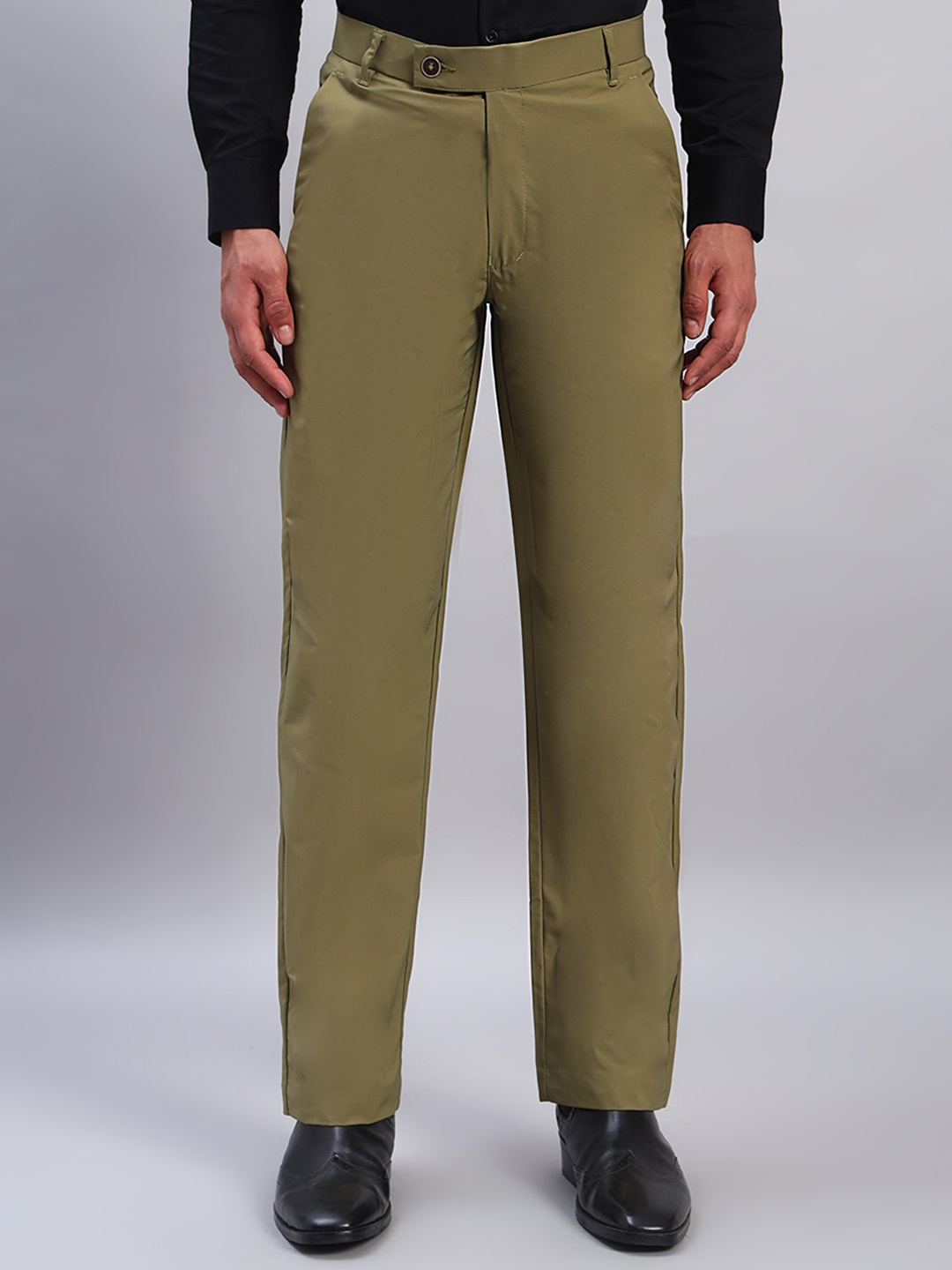 

AXNIS Men Ultra Straight Fit Trousers, Green