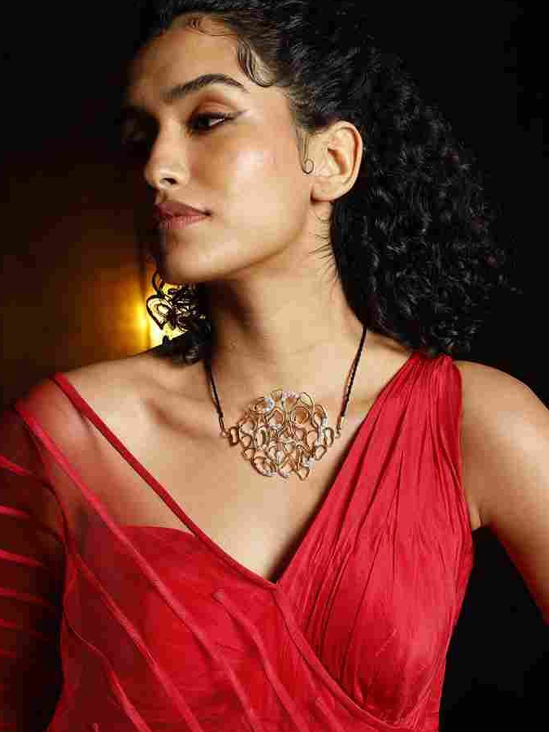 

MNSH Gold-Plated Artificial Stones Studded Statement Choker Necklace