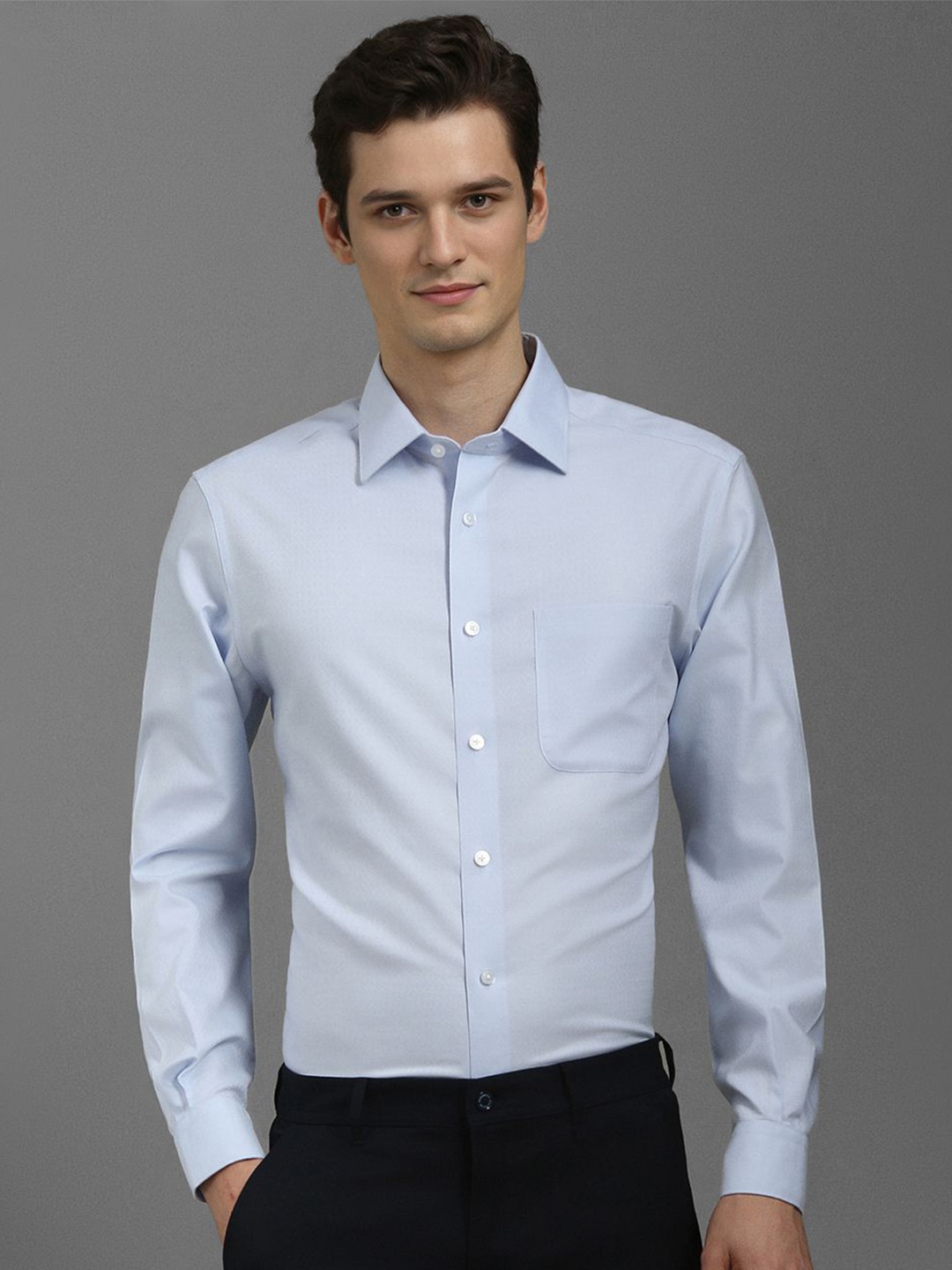 

Louis Philippe Men Classic Opaque Formal Shirt, Blue