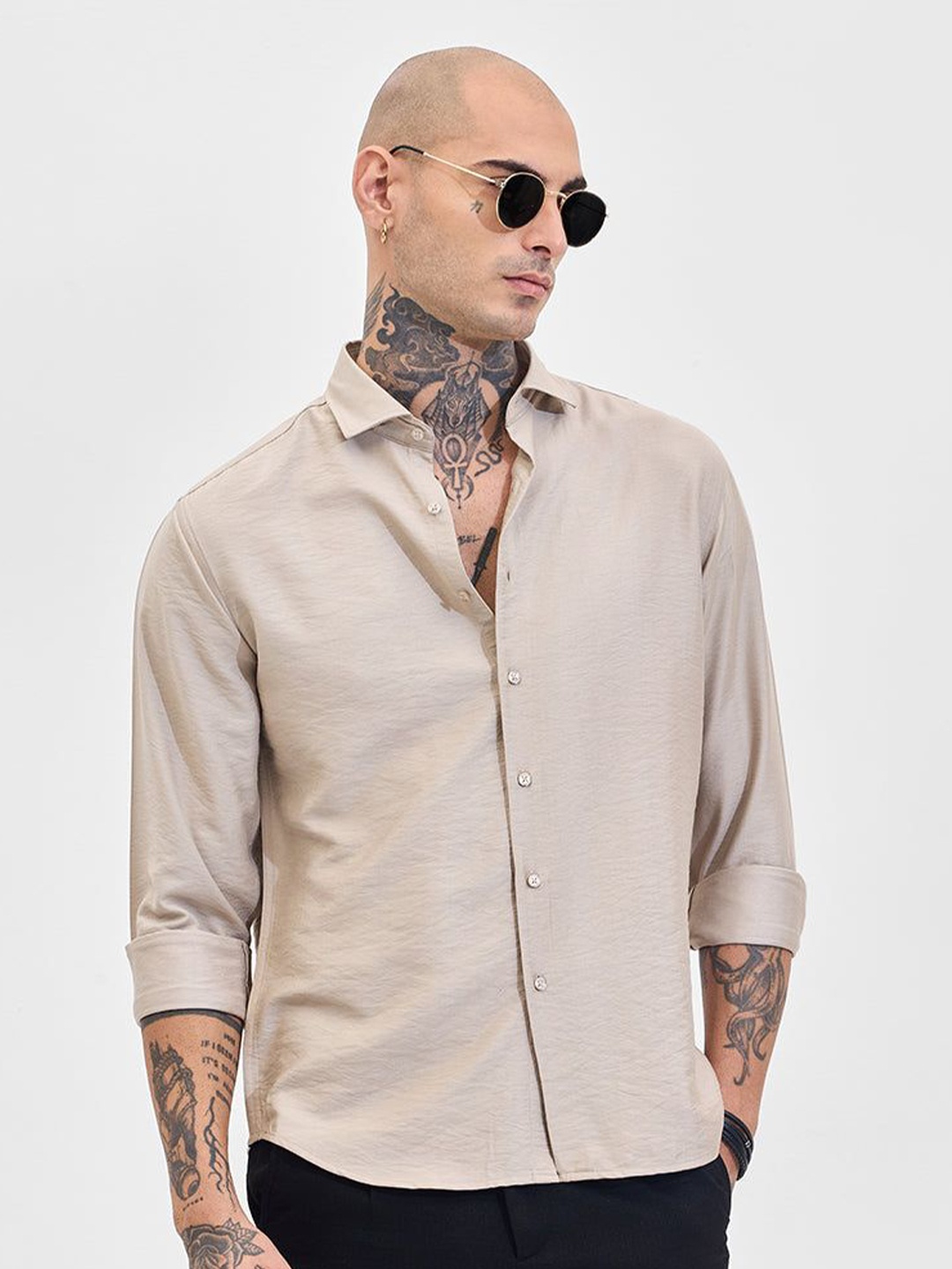

Snitch Men Slim Fit Opaque Casual Shirt, Off white