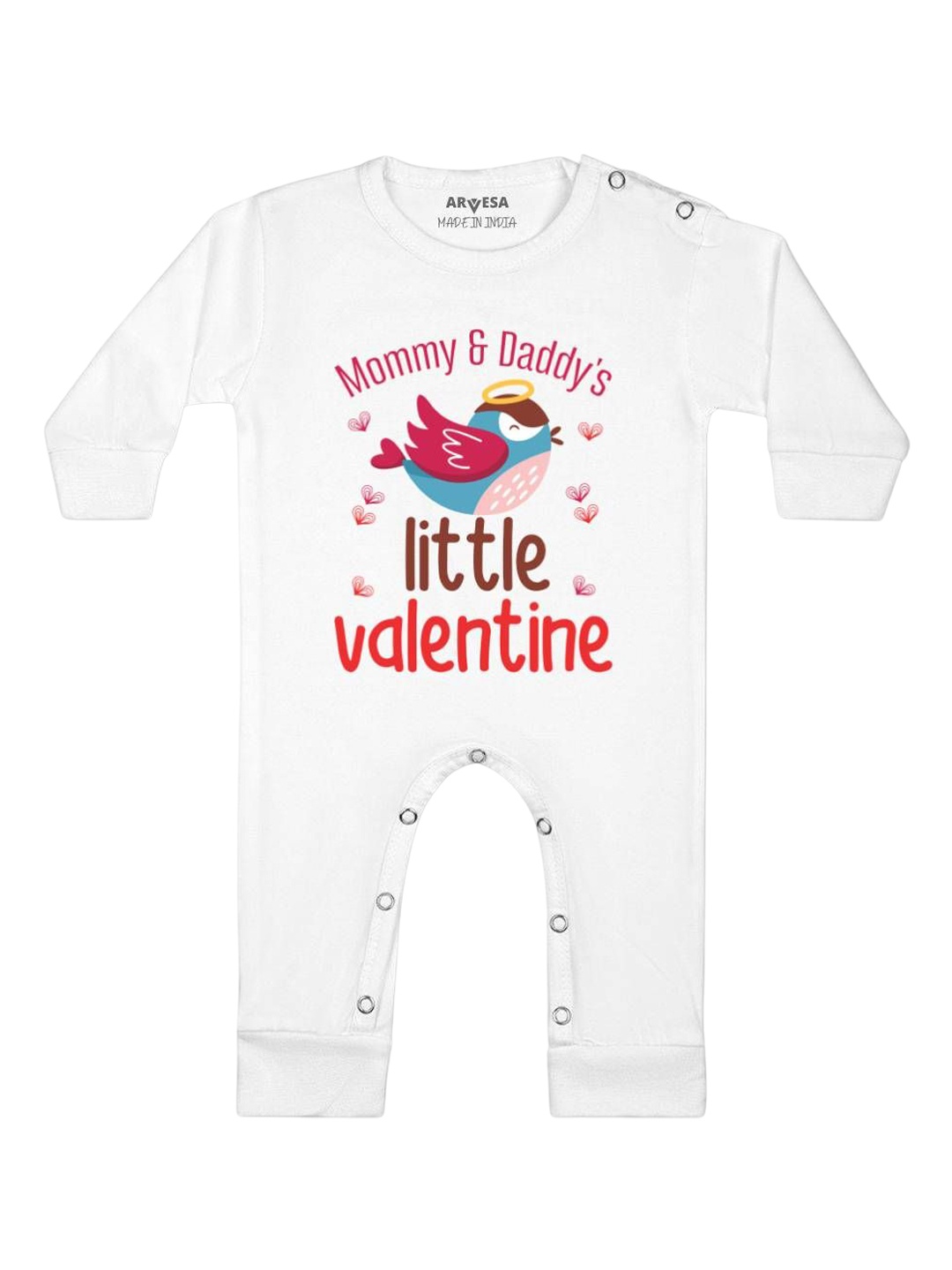 

Arvesa Mommy And Daddy Little Valentine Printed Baby Romper, White