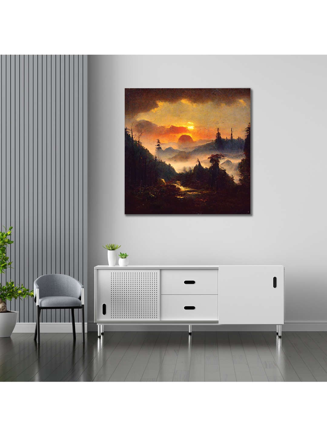 

CVANU Orange & White Abstract Canvas Painting Wall Art