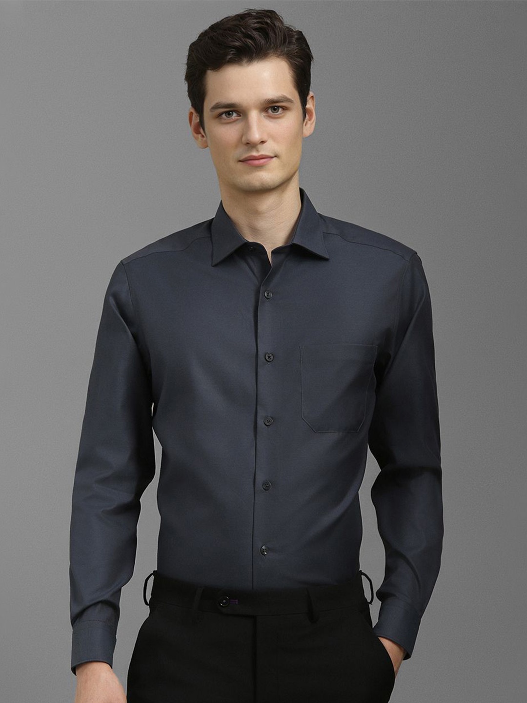 

Louis Philippe Men Classic Opaque Formal Shirt, Charcoal