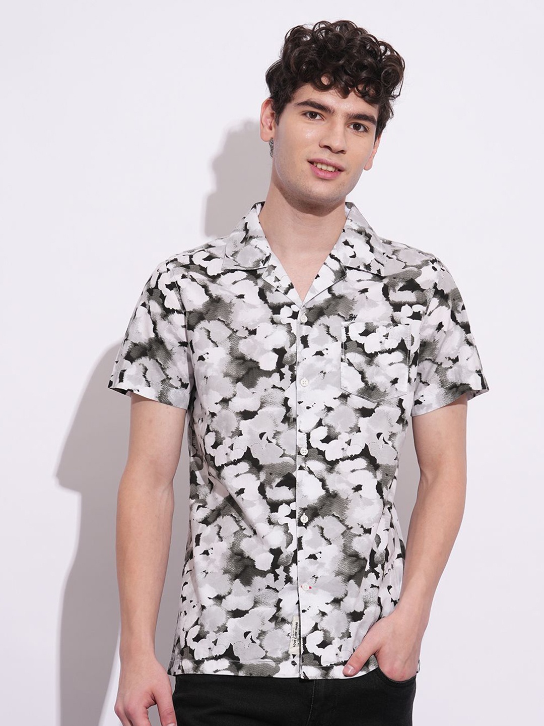 

Being Human Men Classic Slim Fit Opaque Printed Casual Shirt, White