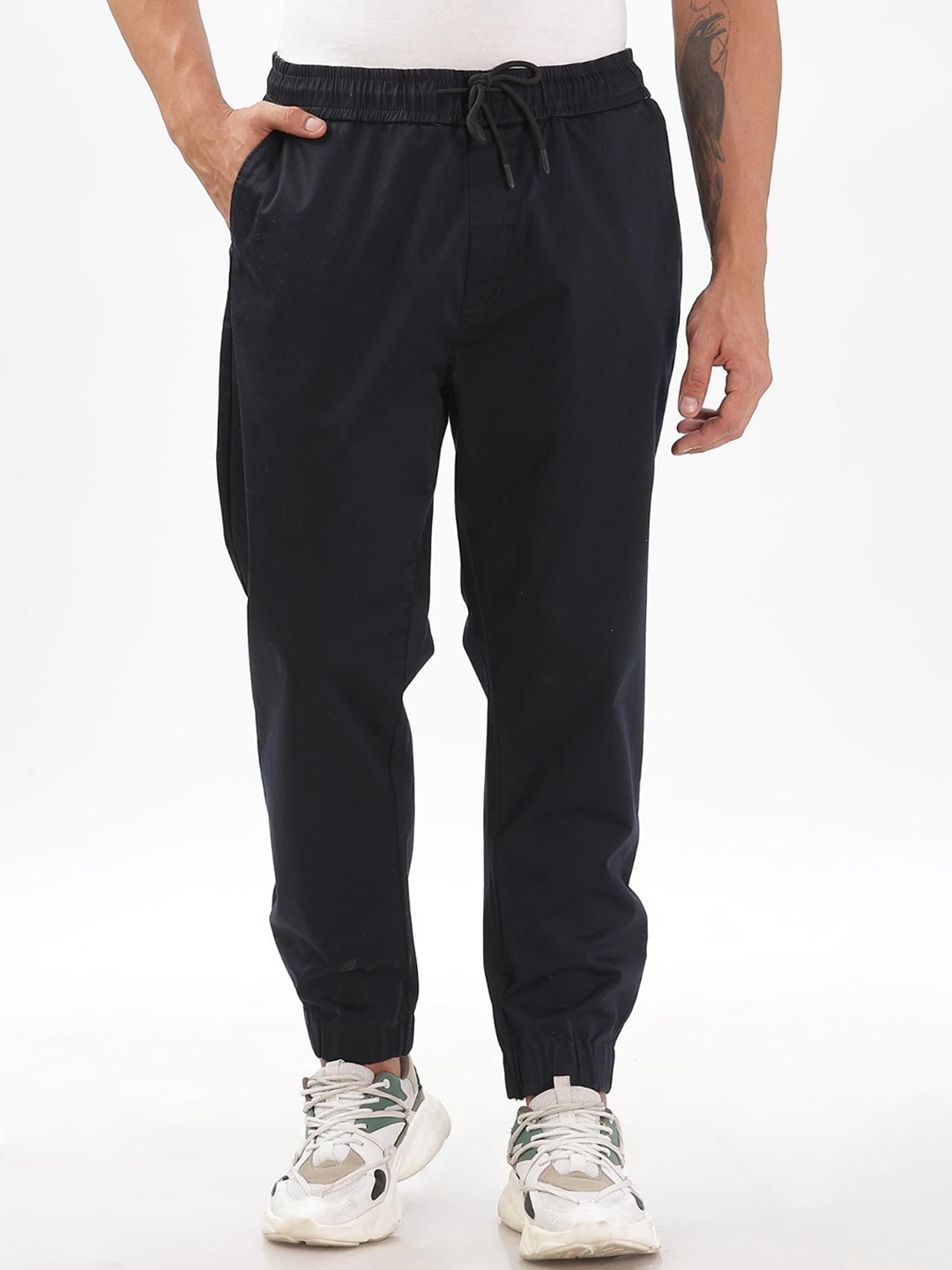 

COLOR HUNT Men Comfort Easy Wash Joggers Trousers, Navy blue