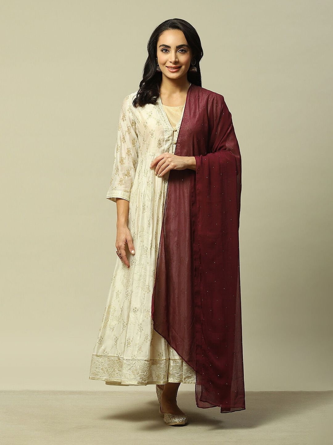 

Rangriti Embroidered Dupatta, Brown