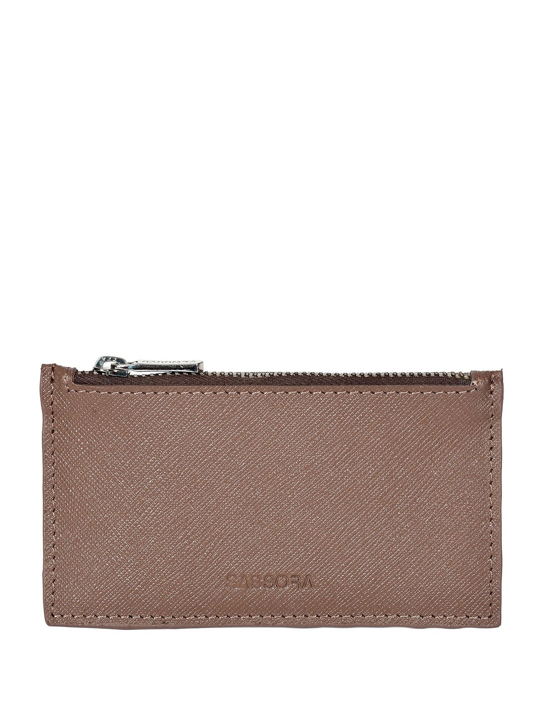 

Sassora Unisex Leather Card Holder, Taupe