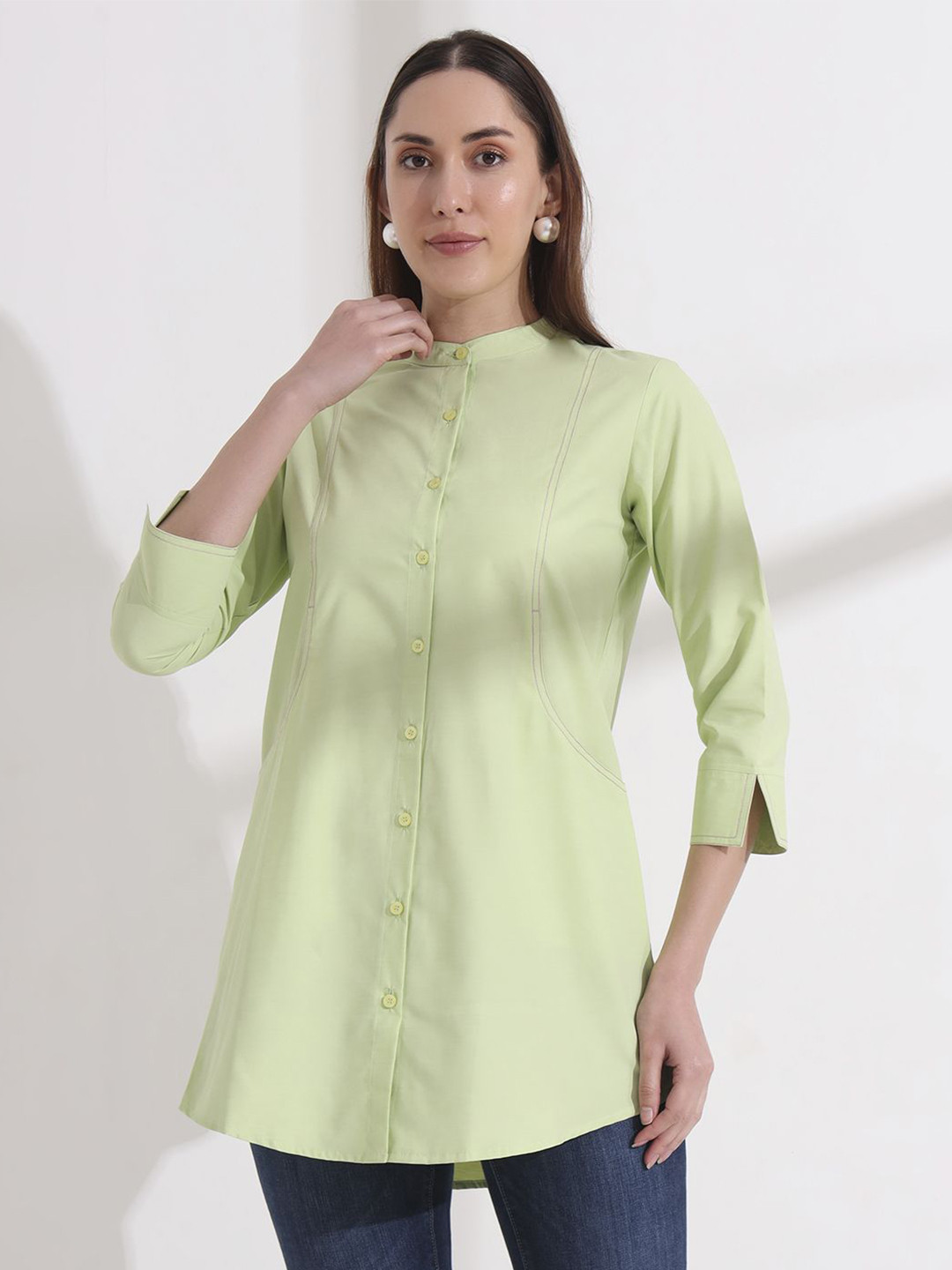 

FITHUB Women Opaque Casual Shirt, Green