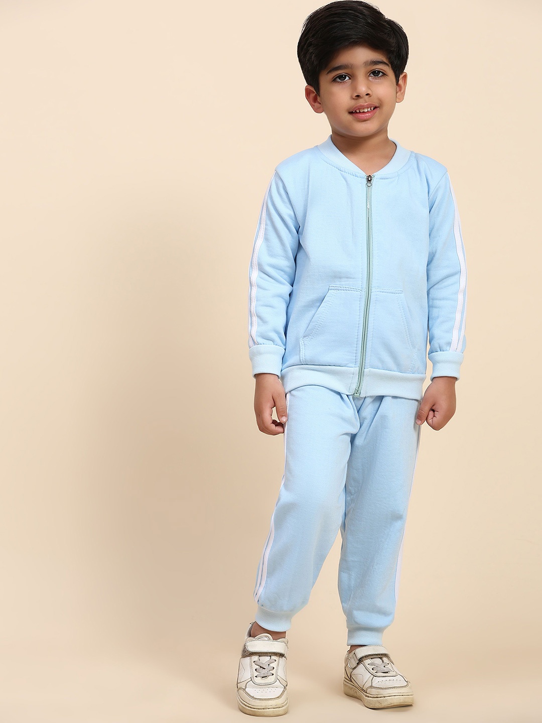 

MAYNEISHA Unisex Kids Striped Sweatshirt and Joggers, Blue
