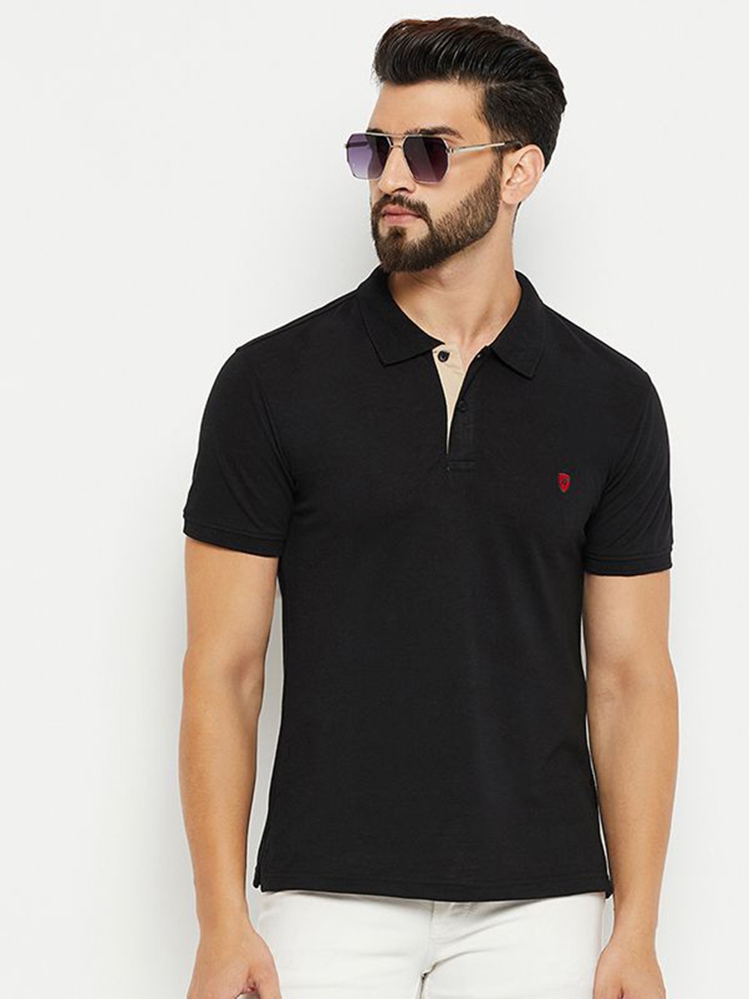 

XFOX Men Polo Collar T-shirt, Black