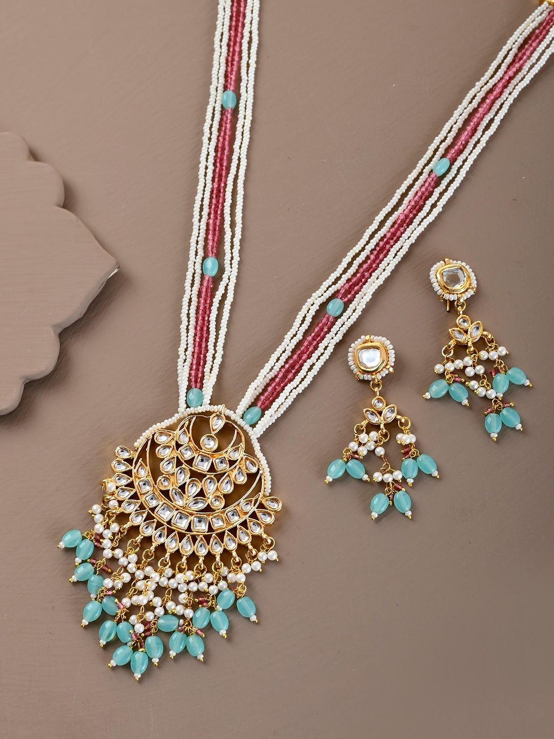 

STYYO Gold-Plated Kundan-Studded And Artificial Beaded Jewellery Set