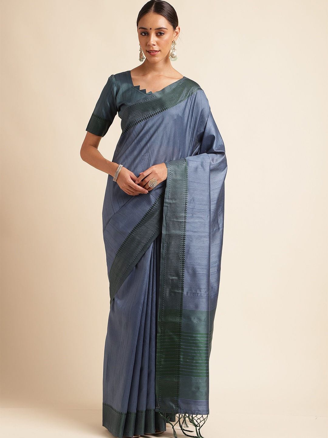 

DIVASTRI Silk Blend Saree, Teal