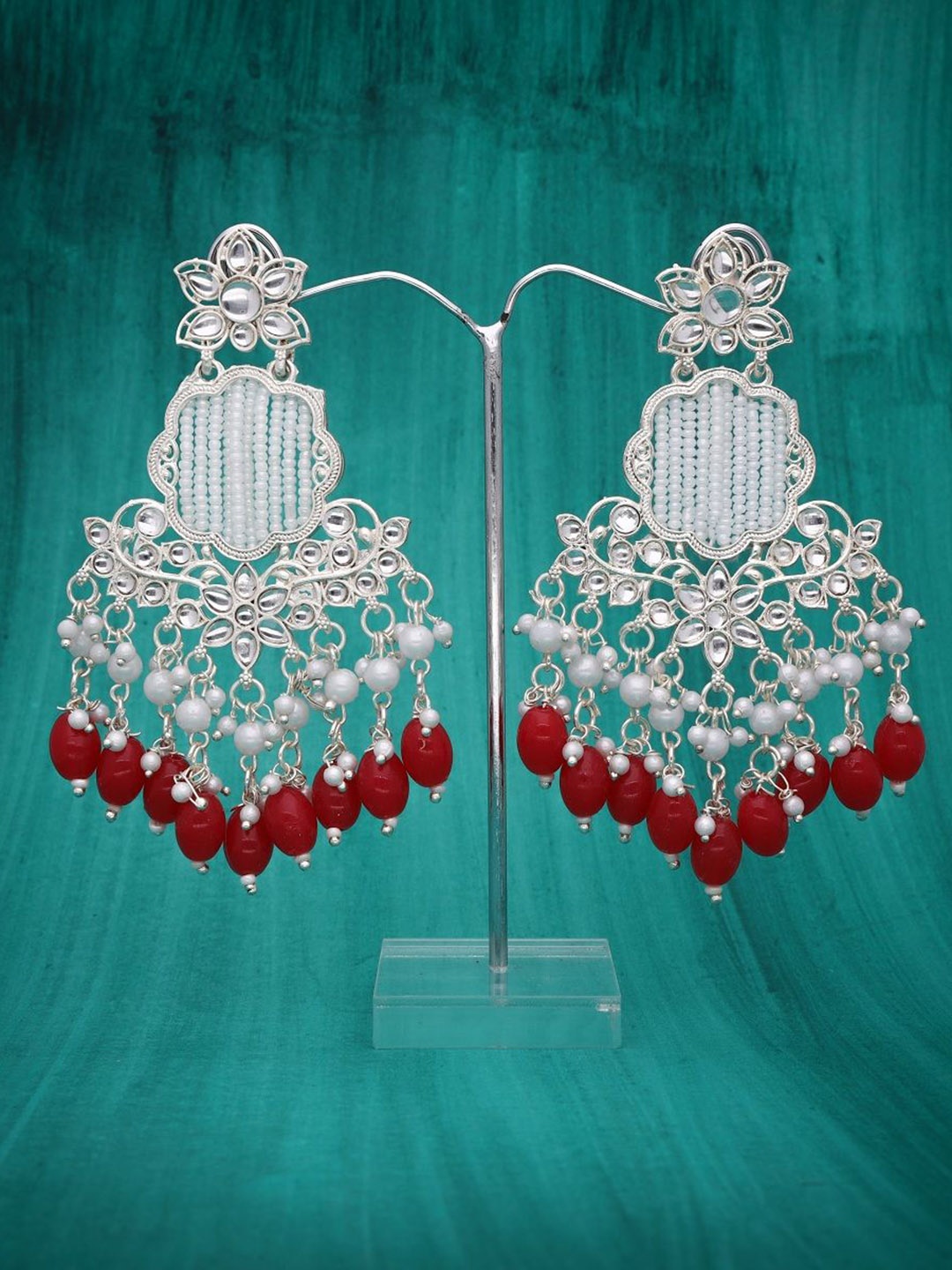 

Anouk Silver Plated Contemporary Artificial Beads Jhumkas