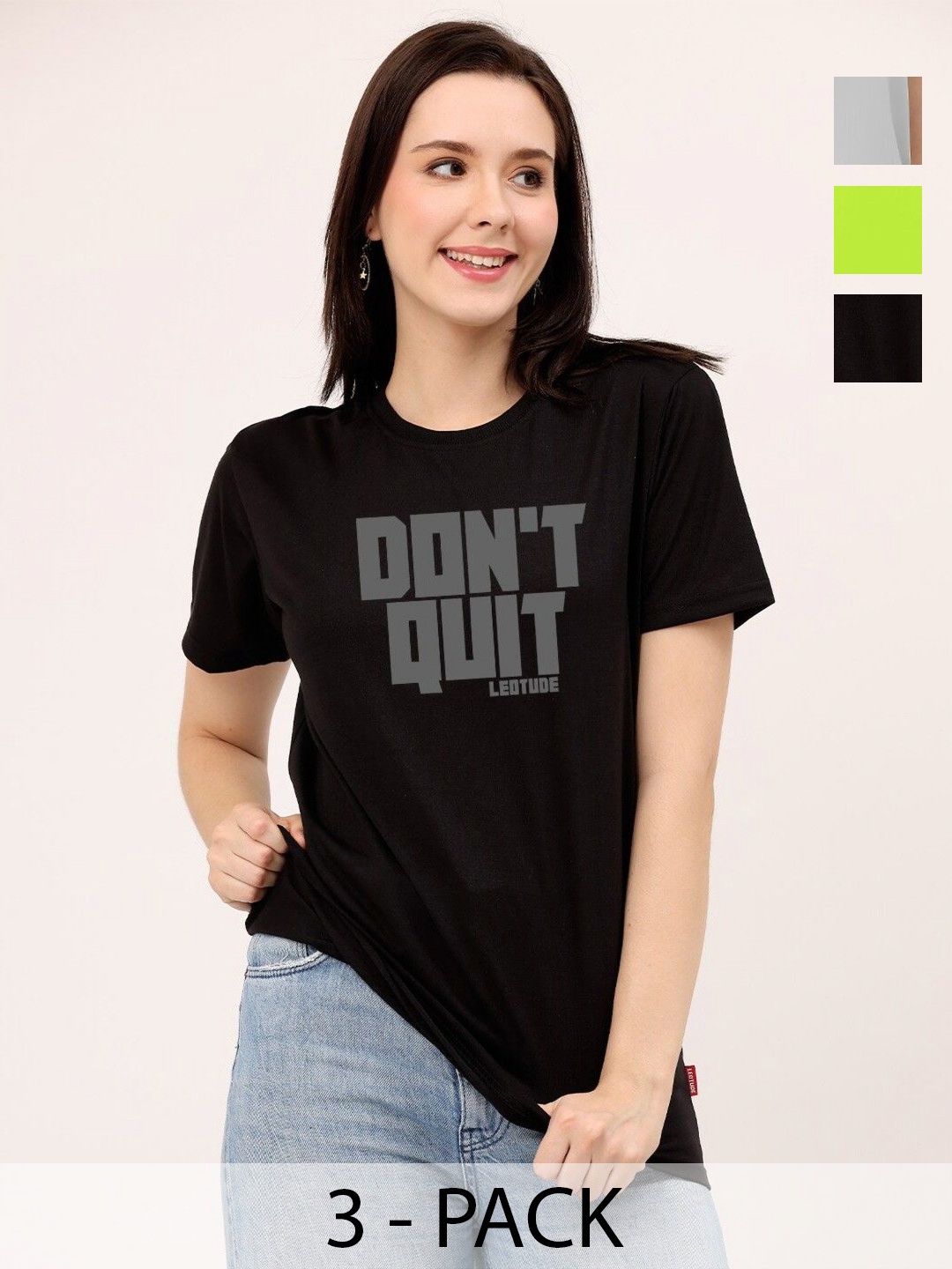 

Leotude Women 3 Printed Boxy T-shirt, Multi