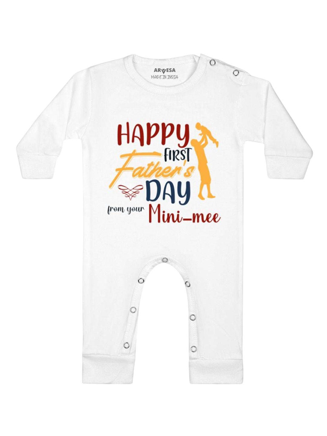 

Arvesa Happy Father Days Printed Baby Romper, White
