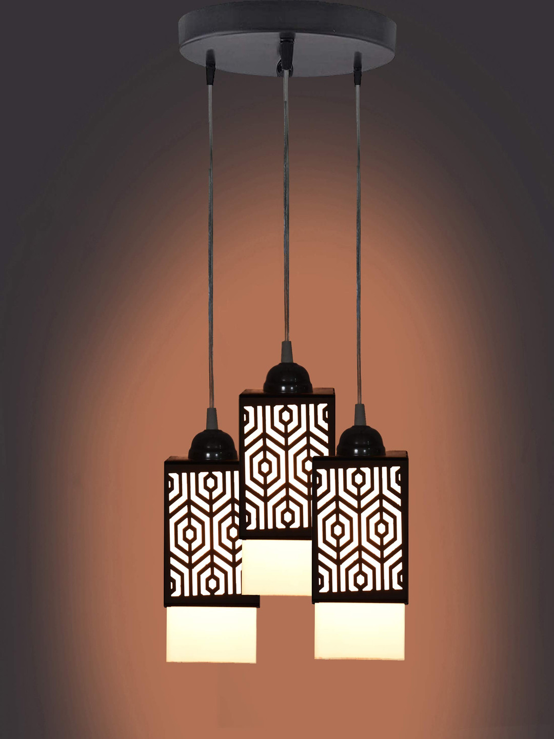 

Gojeeva Black & White Textured Wooden Square Shaped Wall Lamp