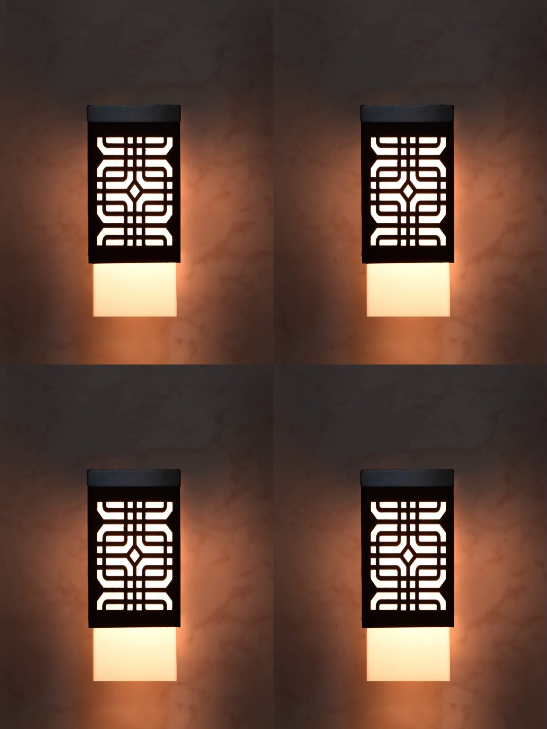

Gojeeva Black & White 4 Pieces Textured Wooden Square Shaped Celling Lamps