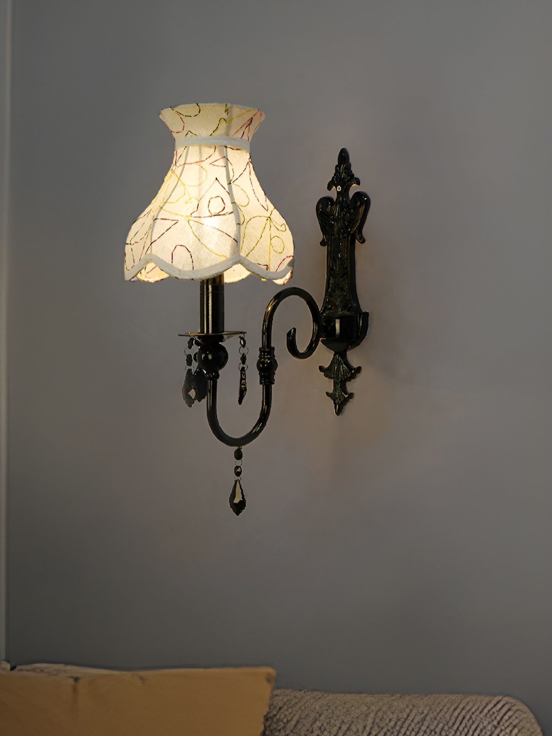 

Fos Lighting Black & White Textured Aluminium Bell Shaped Wall Lamp