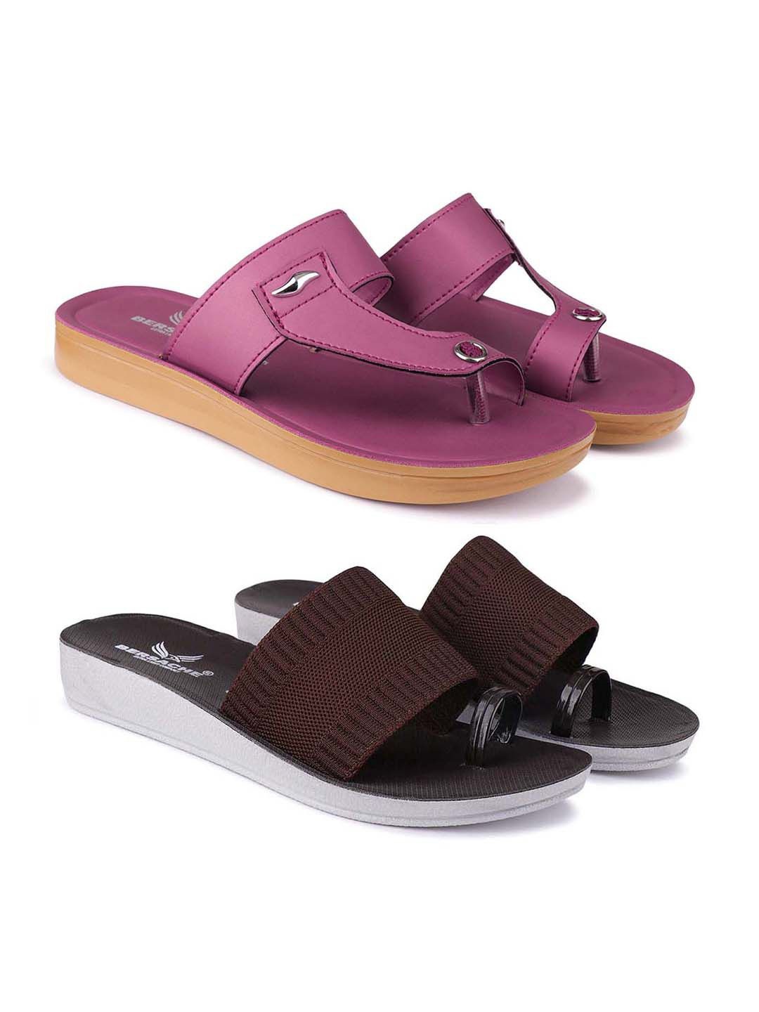 

BERSACHE Women Pack Of 2 One Toe Flats, Pink
