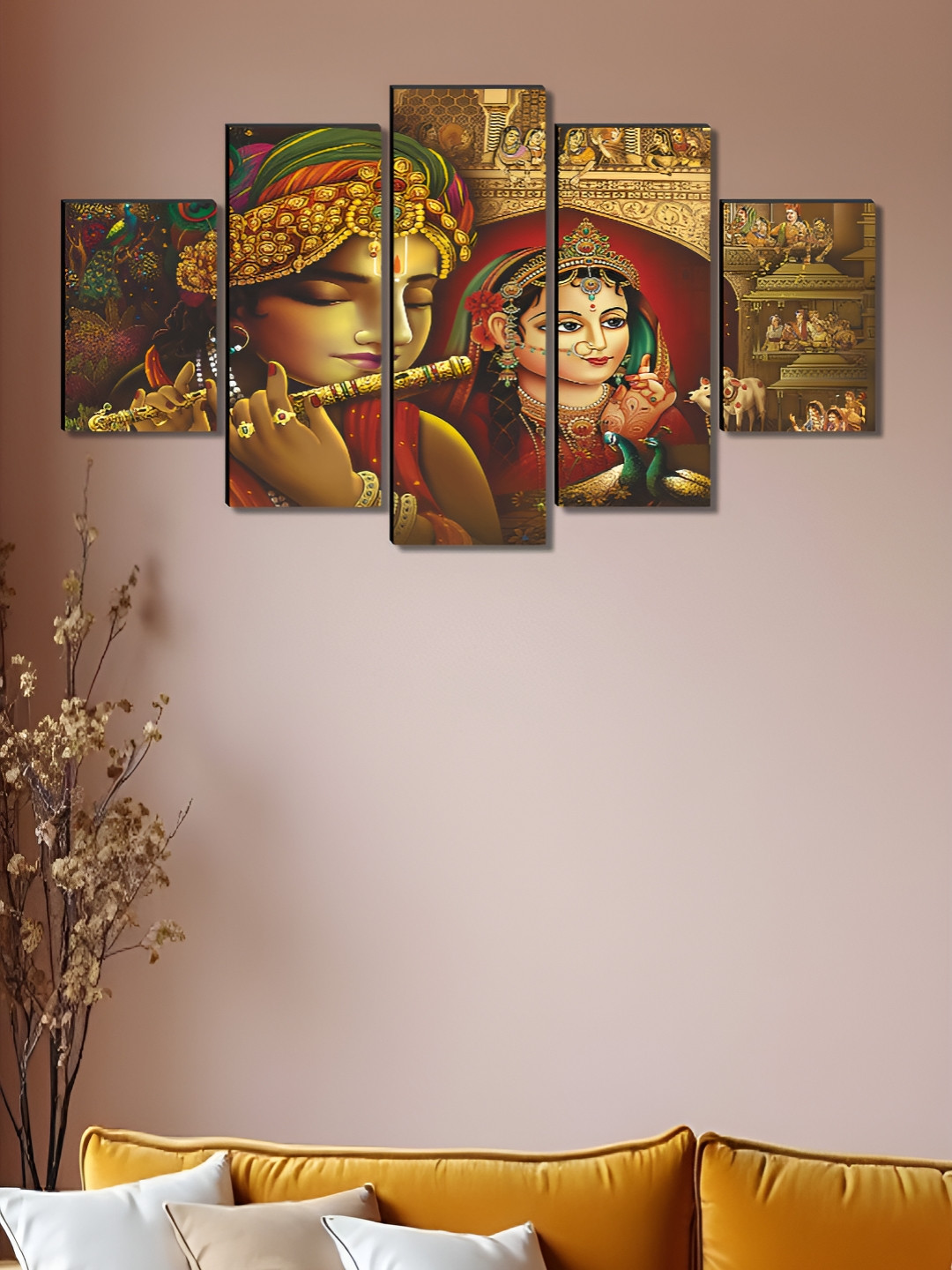 

Aura Beige & Red 5 Piece Canvas Religious Wall Paintings